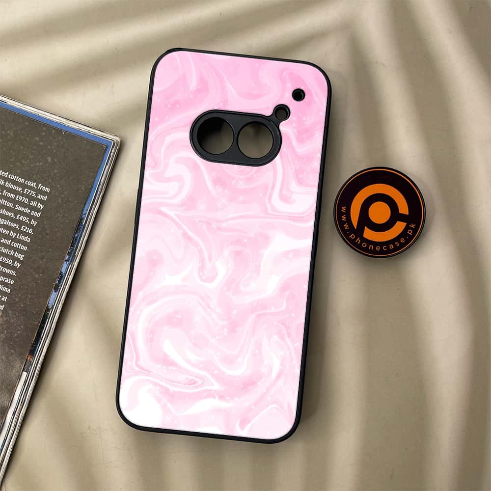 Nothing Phone (2a) - Pink Marble Series - Premium Metal Printed soft Bumper Shock Proof Case