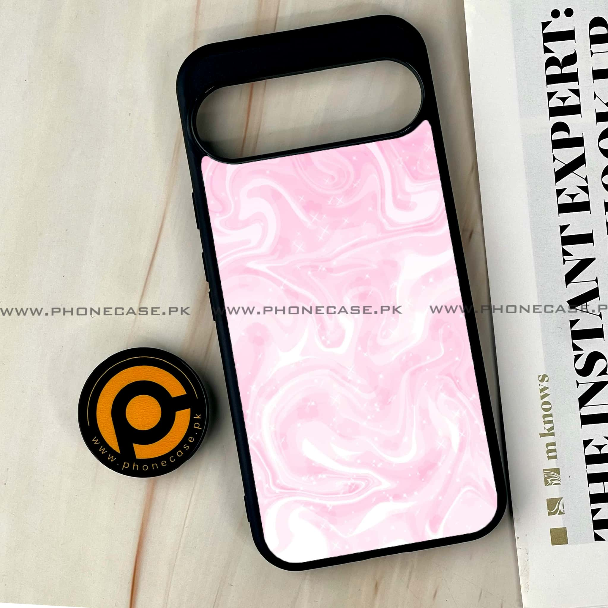 Google Pixel 9 Pro XL - Pink Marble Series - Premium Printed Glass soft Bumper shock Proof Case