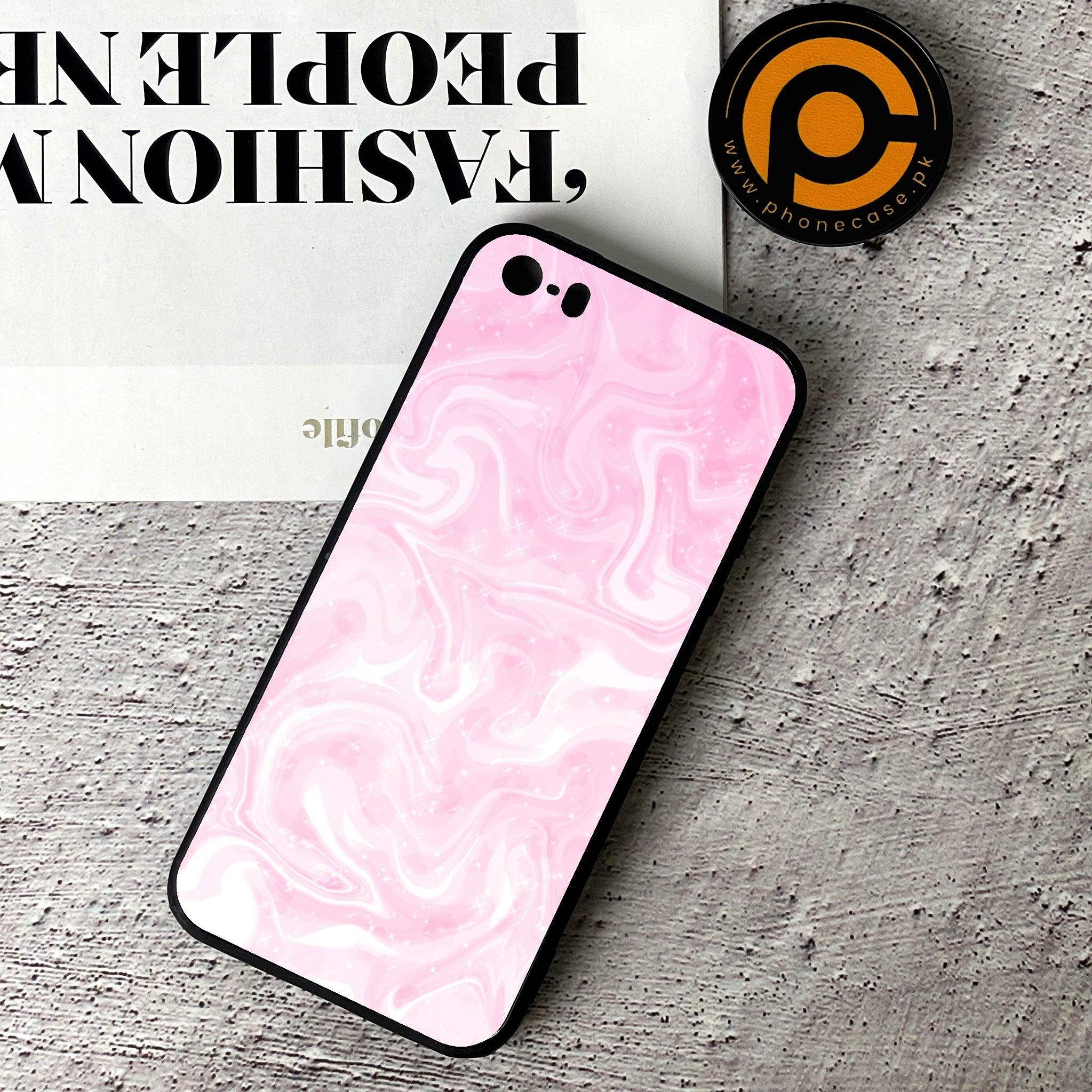 iPhone 5/5c/5s - Pink Marble Series - Premium Printed Glass soft Bumper shock Proof Case