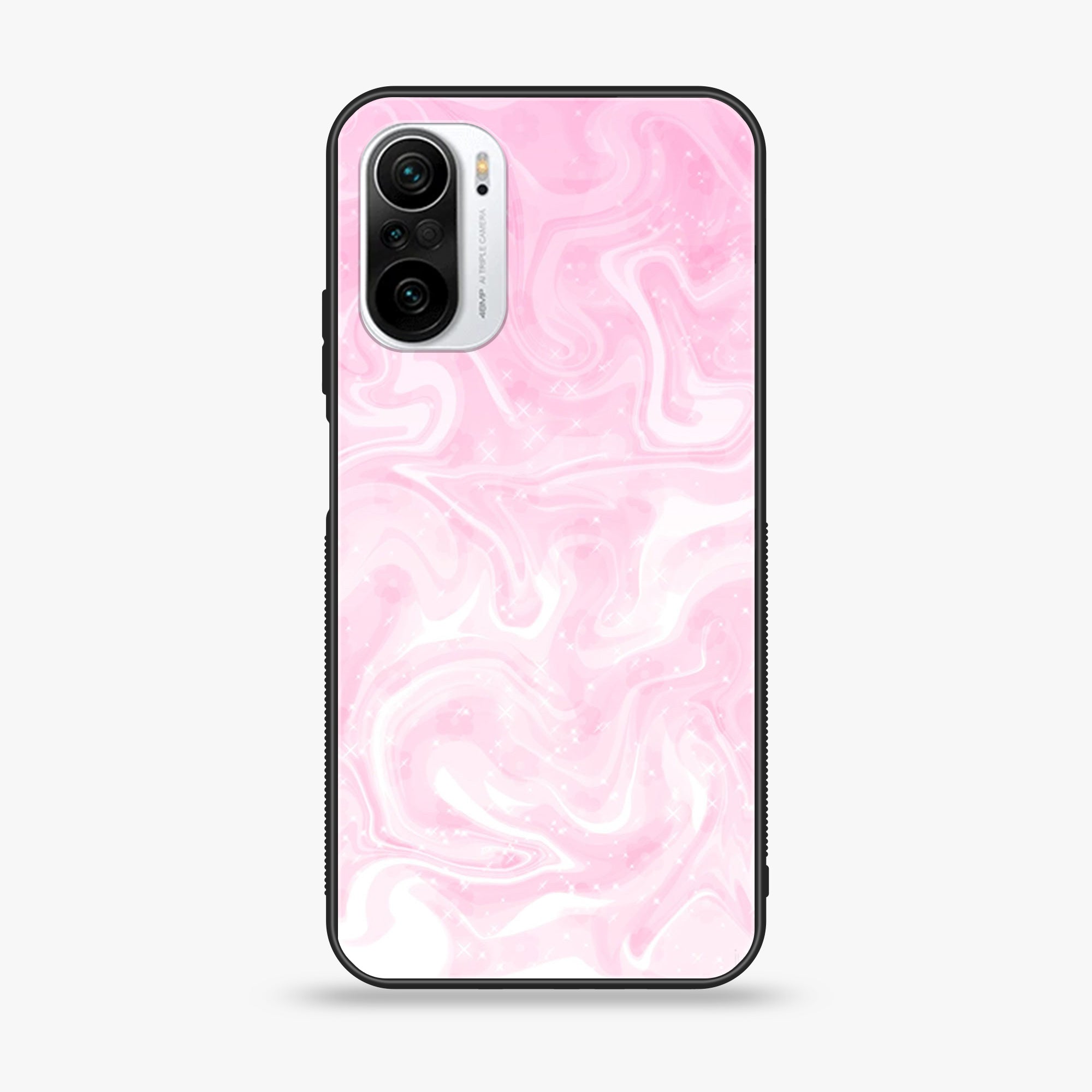 Xiaomi Poco F3 - Pink marble Series - Premium Printed Glass soft Bumper shock Proof Case