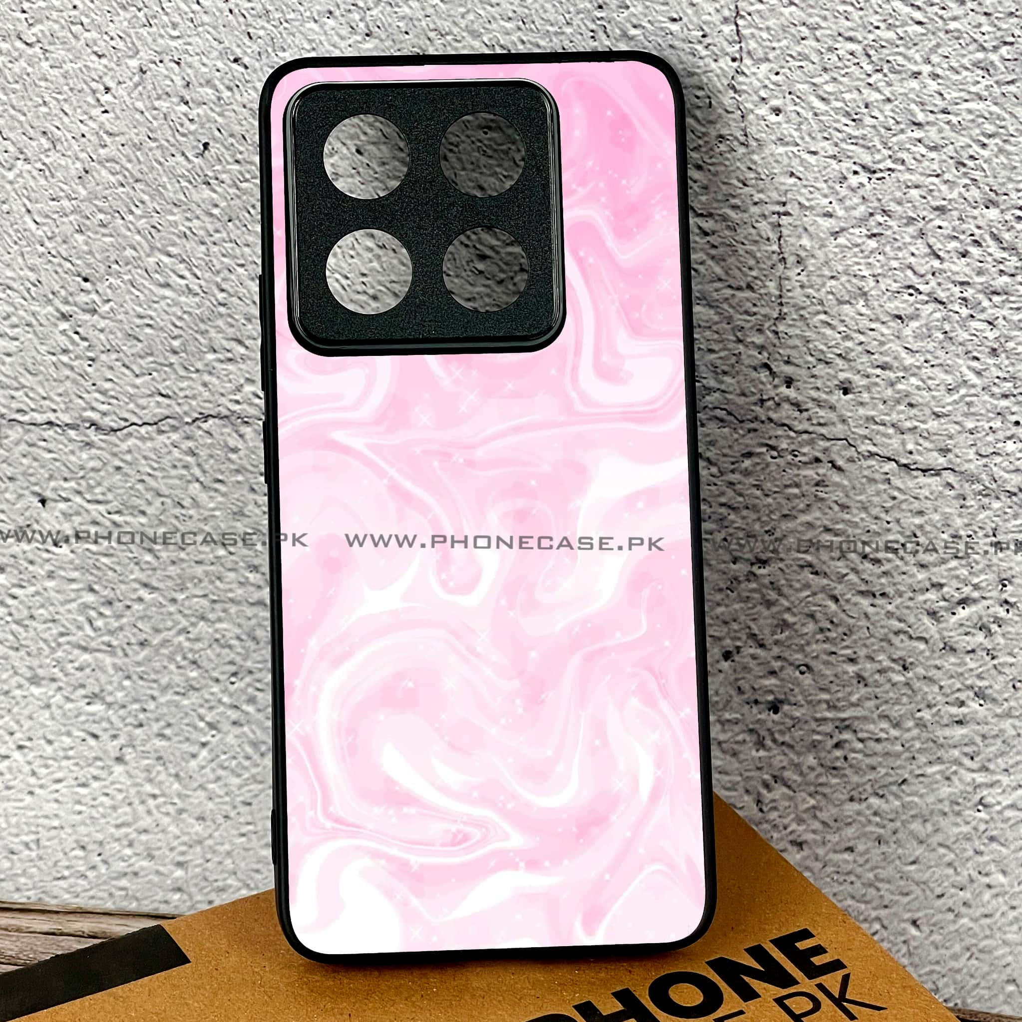 Xiaomi 14T Pro - Pink Marble Series - Premium Printed Glass soft Bumper shock Proof Case