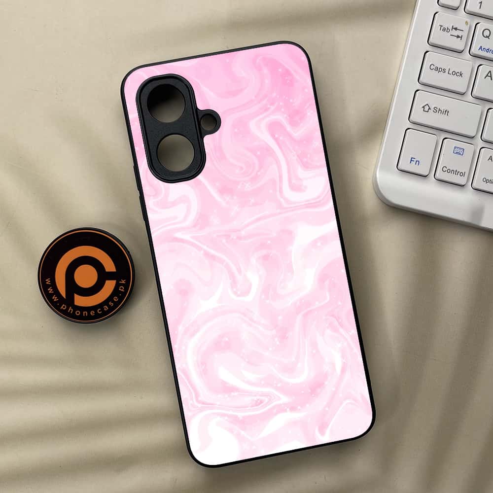 Tecno Pop 10 - Pink Marble Series - Premium Metal Printed soft Bumper Shock Proof Case