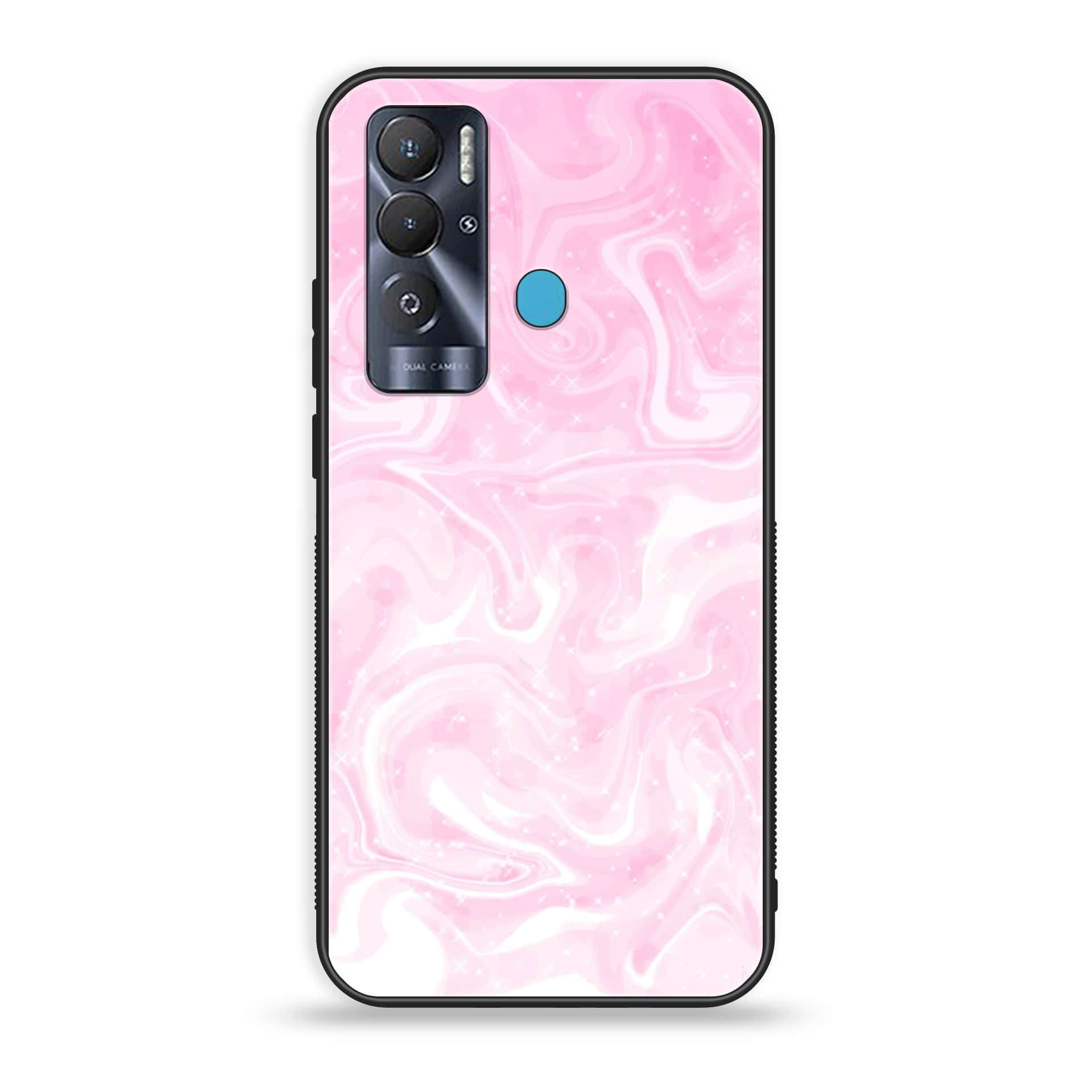 Tecno Pova Neo Pink Marble Premium Printed Glass soft Bumper shock Proof Case