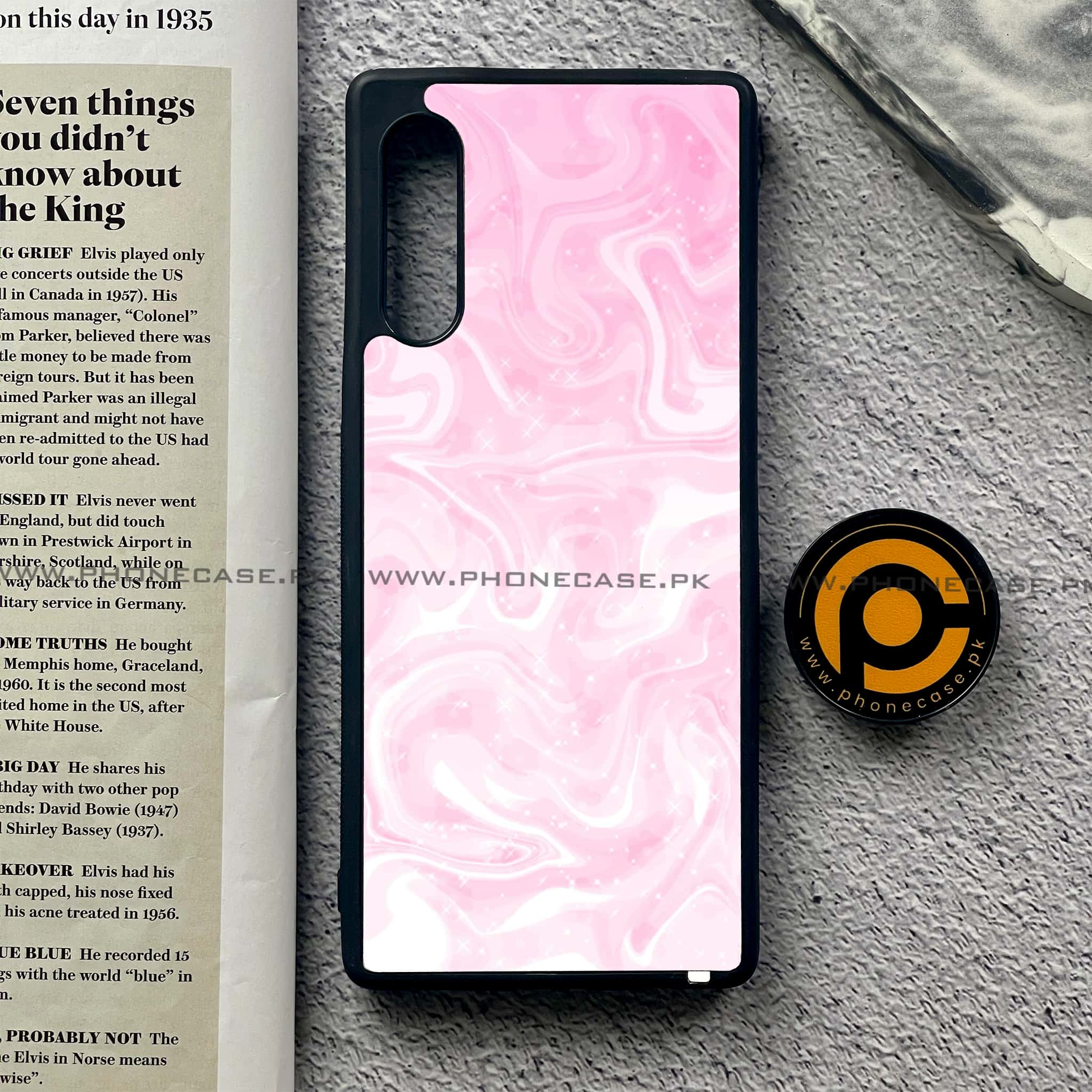 LG G9 - Pink Marble Series - Premium Metal Printed soft Bumper shock Proof Case