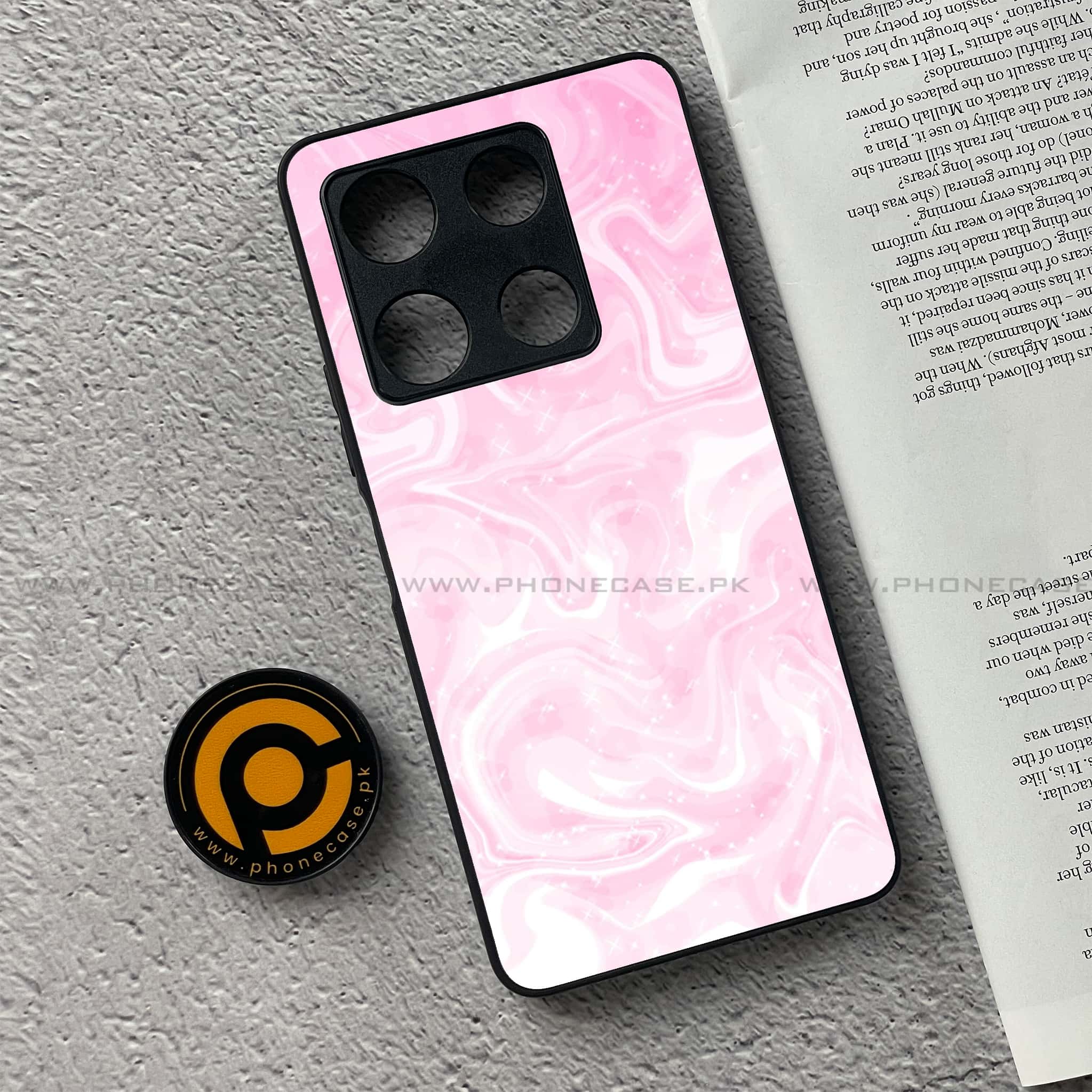Infinix Note 30 Pro - Pink Marble Series - Premium Metal Printed soft Bumper shock Proof Case