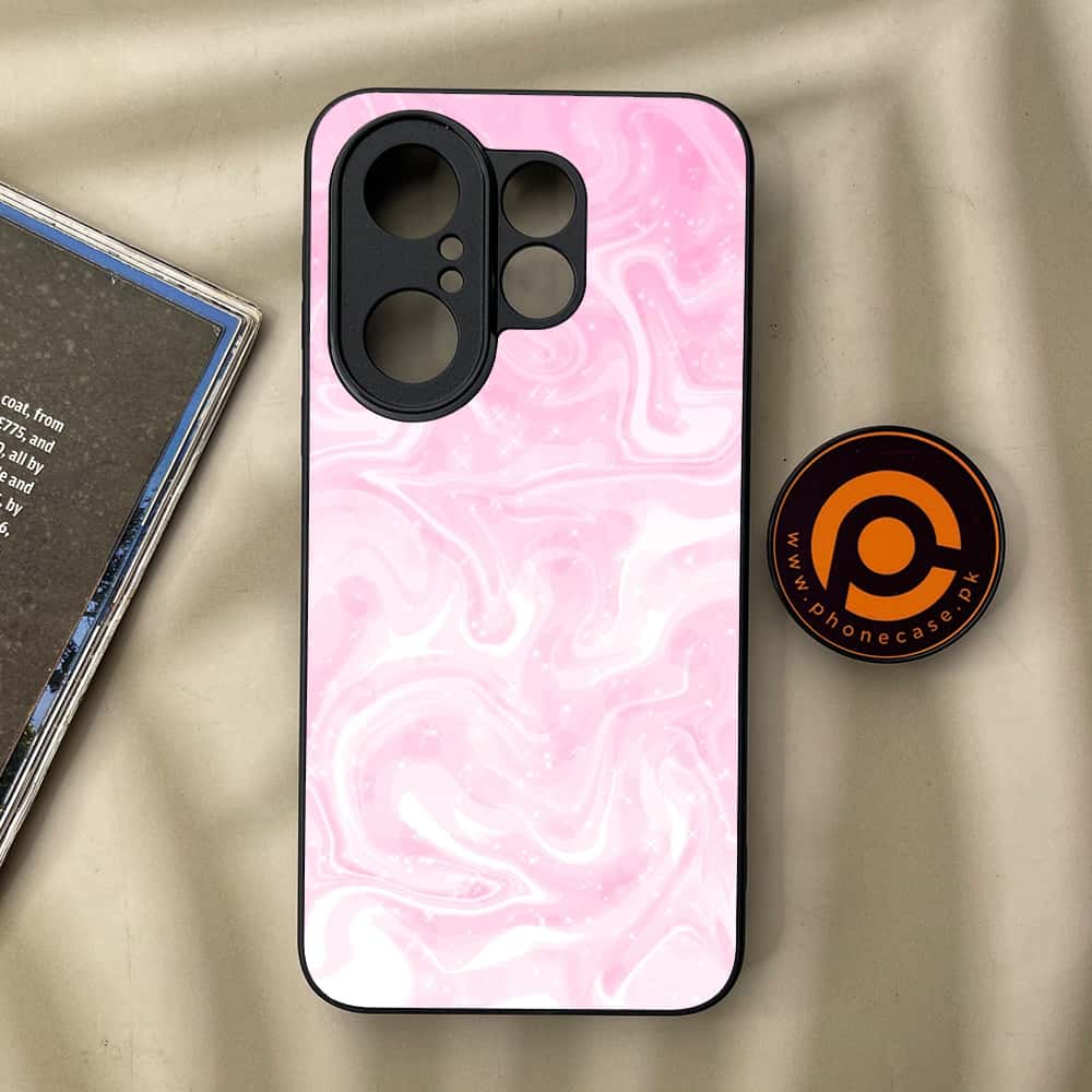 Vivo X200 FE - Pink Marble Series - Premium Metal Printed soft Bumper Shock Proof Case