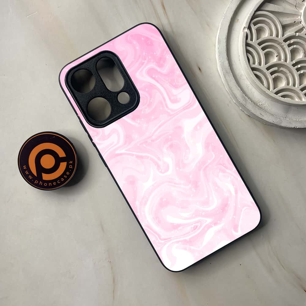 Oppo Reno 14 5G - Pink Marble Series - Premium Metal Printed soft Bumper shock Proof Case
