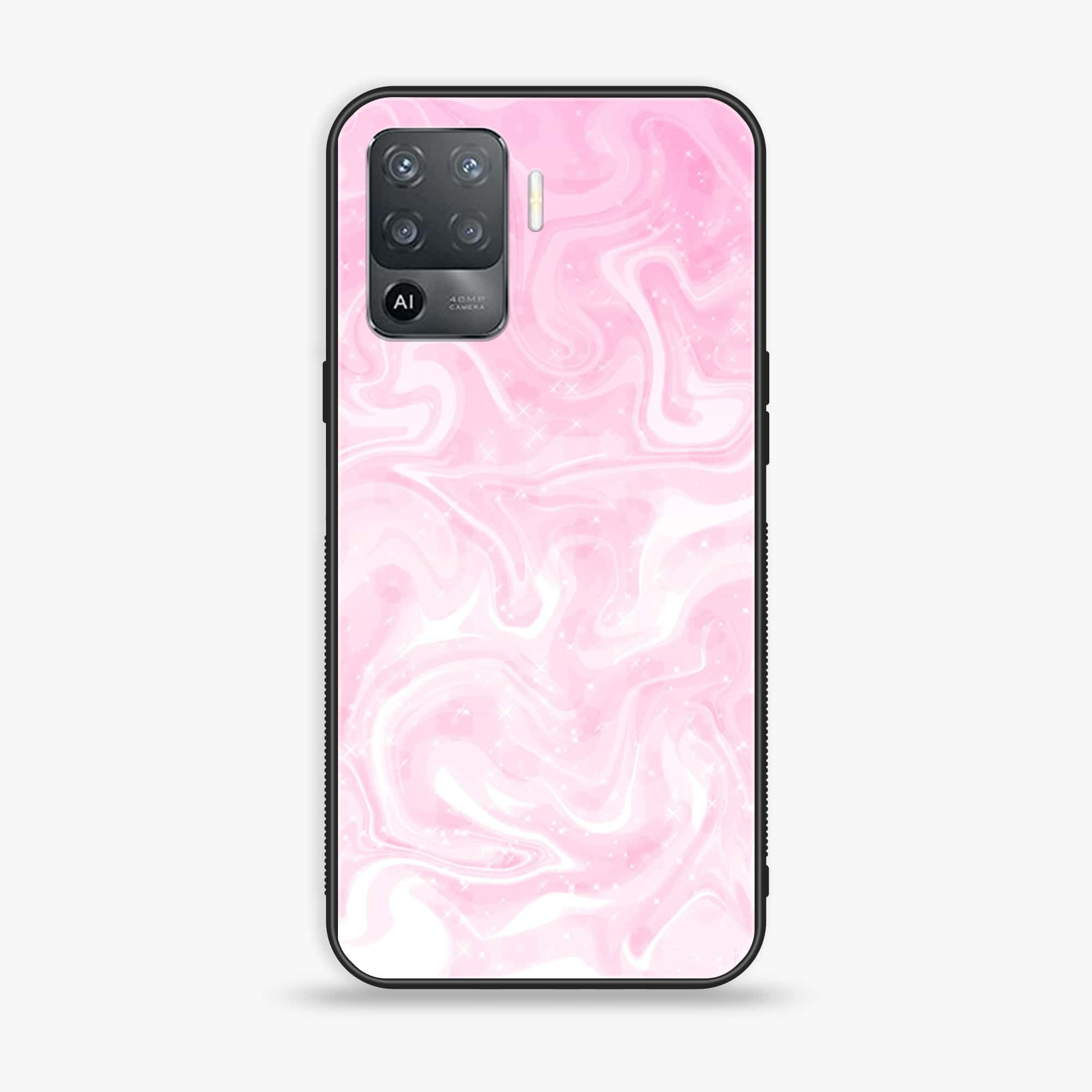 Oppo F19 Pro - Pink Marble Series - Premium Printed Glass soft Bumper shock Proof Case