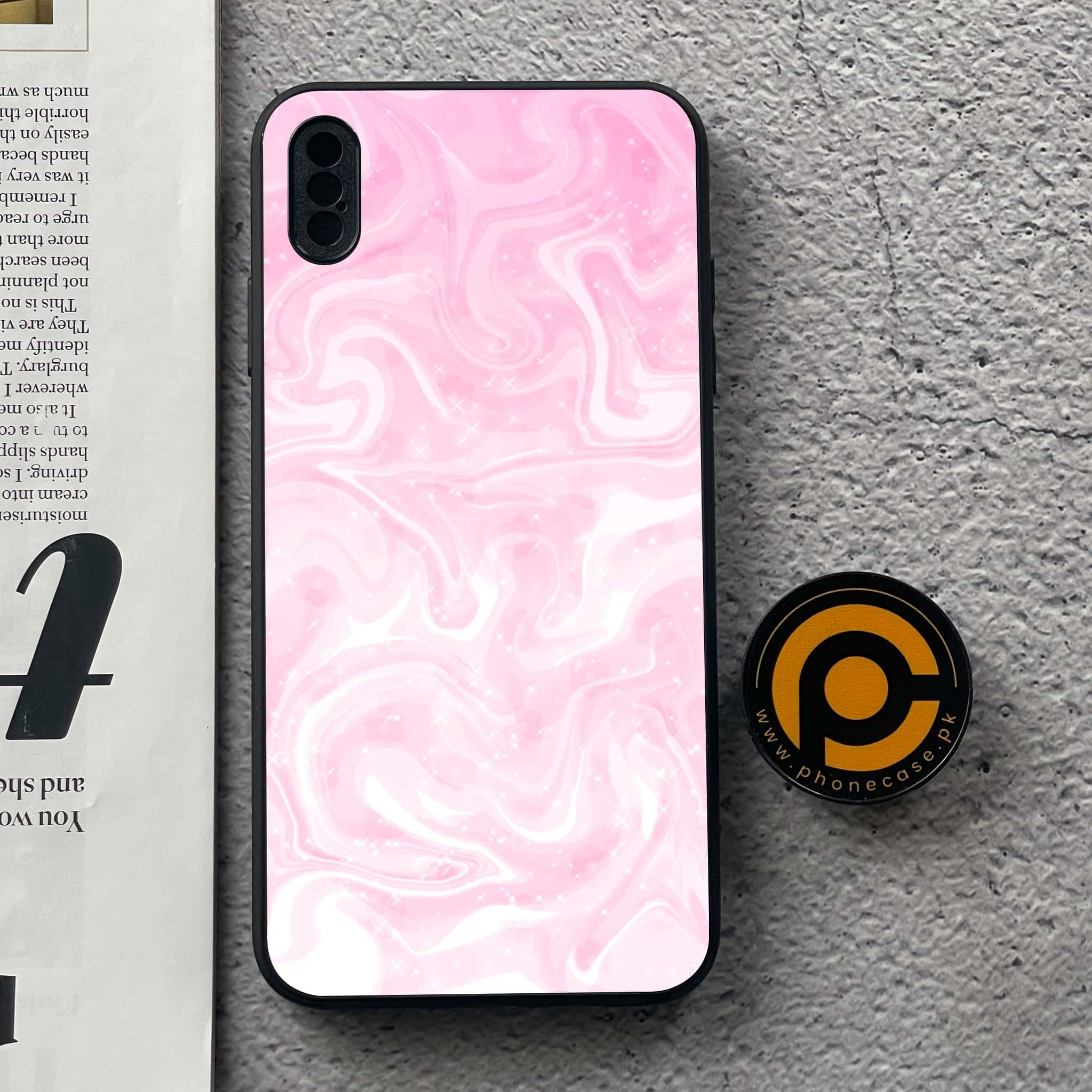 iPhone Xs Max - Pink Marble Series - Premium Metal Printed soft Bumper shock Proof Case