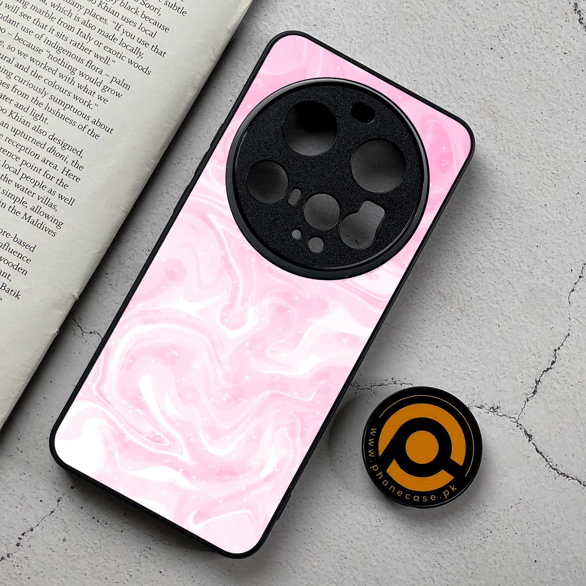 Xiaomi 15 Ultra - Pink Marble Series - Premium Metal Printed Soft Bumper Shockproof Case