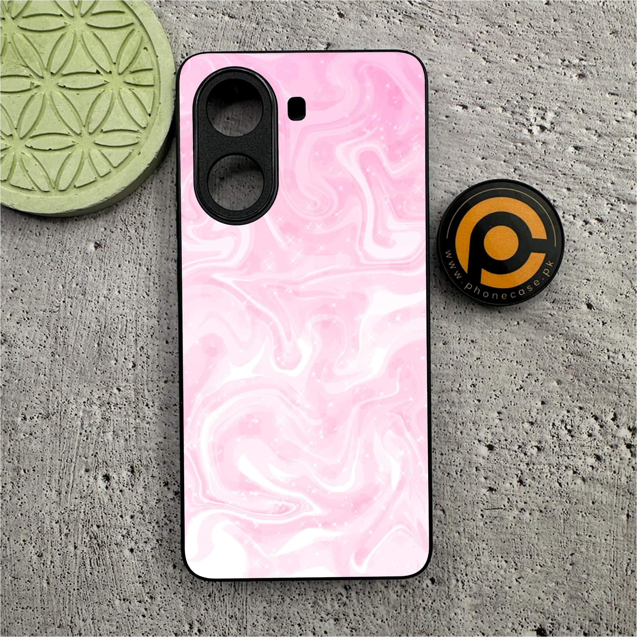 Xiaomi Redmi Turbo 4 - Pink Marble Series - Premium Metal Printed soft Bumper shock Proof Case
