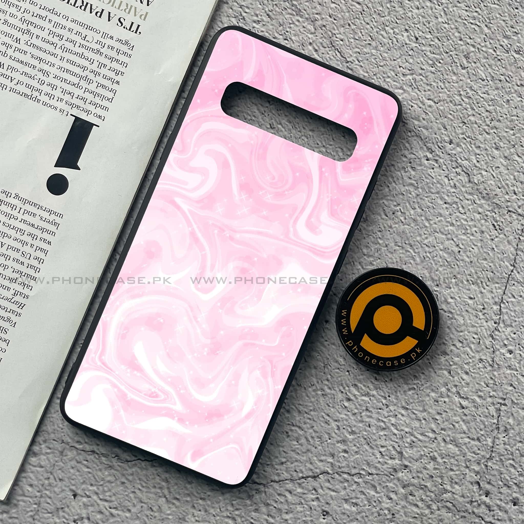 Samsung Galaxy S10 5G - Pink Marble Series - Premium Printed Glass soft Bumper shock Proof Case