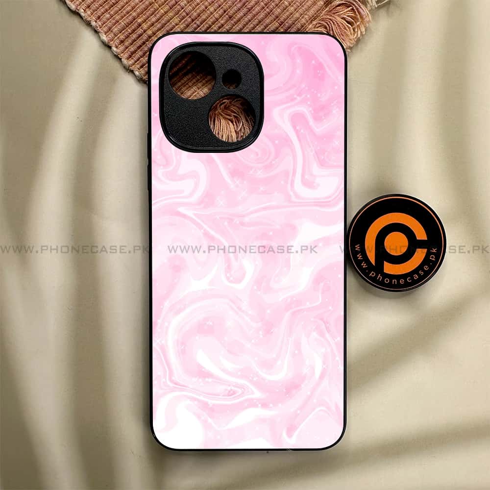 Tecno Spark 40C - Pink Marble Series - Premium Metal Printed soft Bumper shock Proof Case