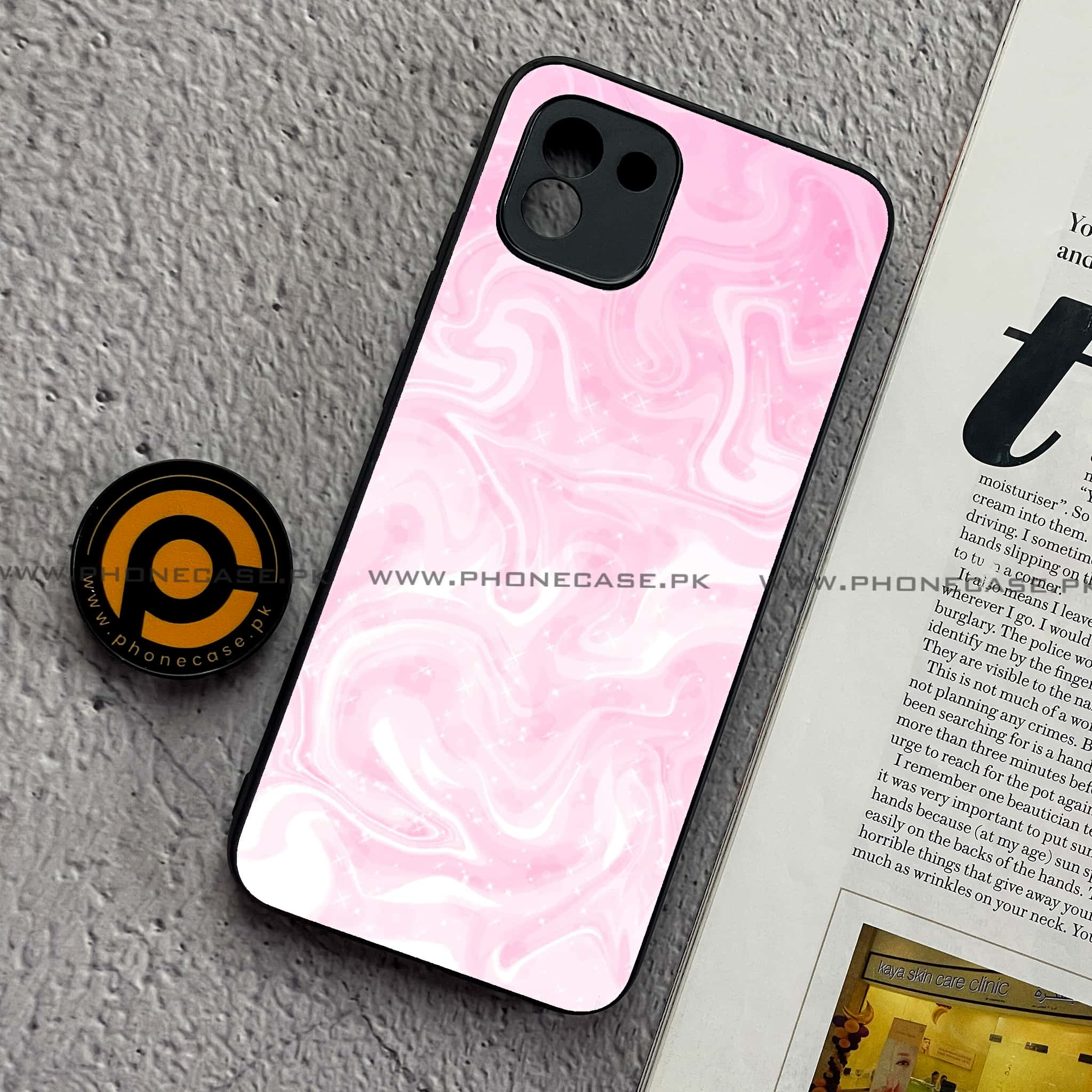 Samsung Galaxy A03 - Pink Marble Series - Premium Printed Glass soft Bumper shock Proof Case