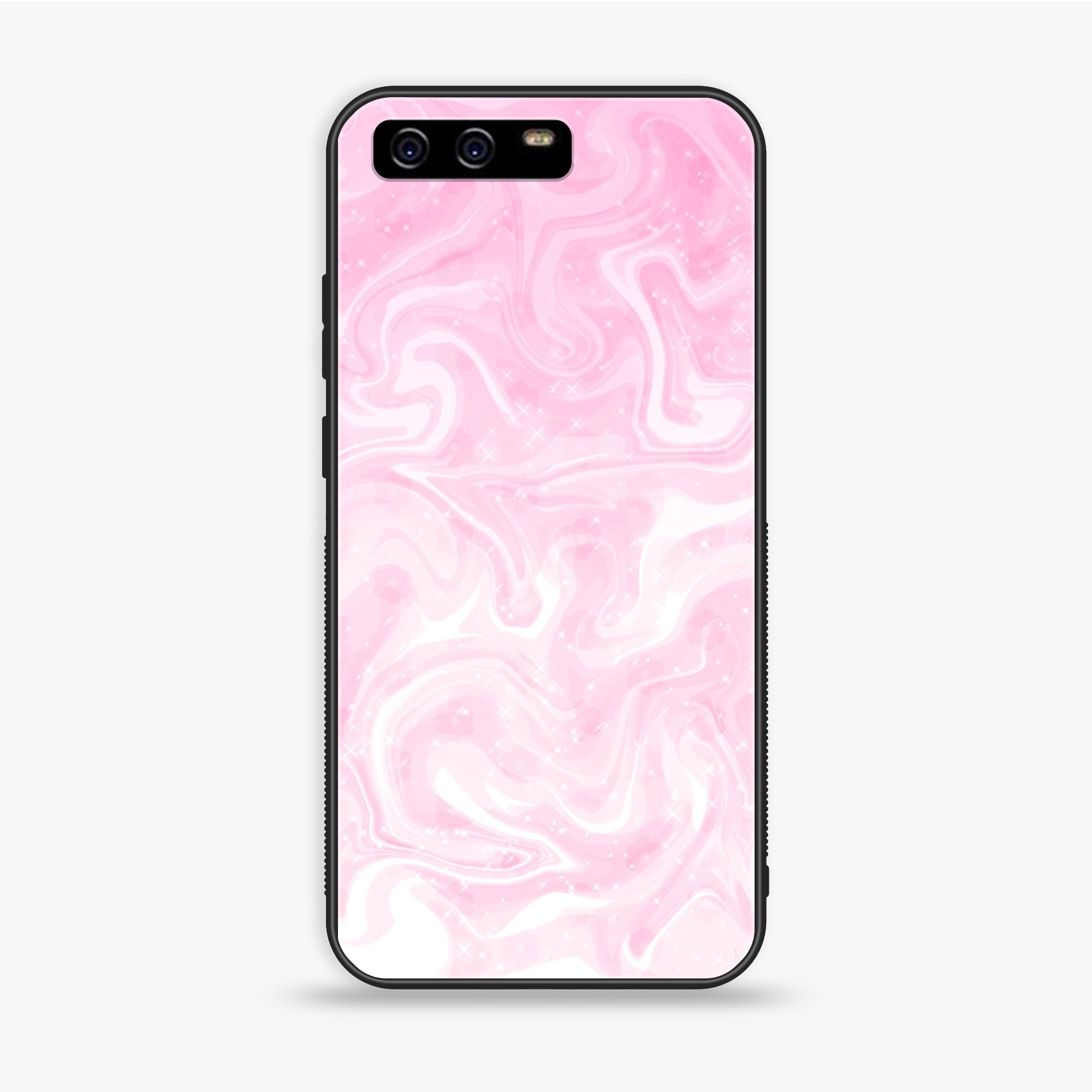 Huawei P10 Plus - Pink Marble Series - Premium Printed Glass Soft Bumper Shock Proof Case