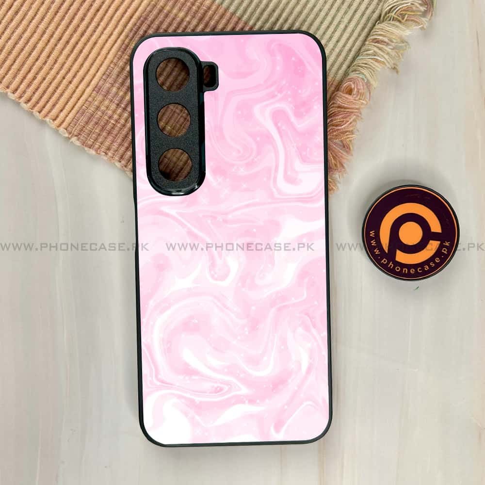 Infinix Hot 60i - Pink Marble Series - Premium Metal Printed soft Bumper shock Proof Case