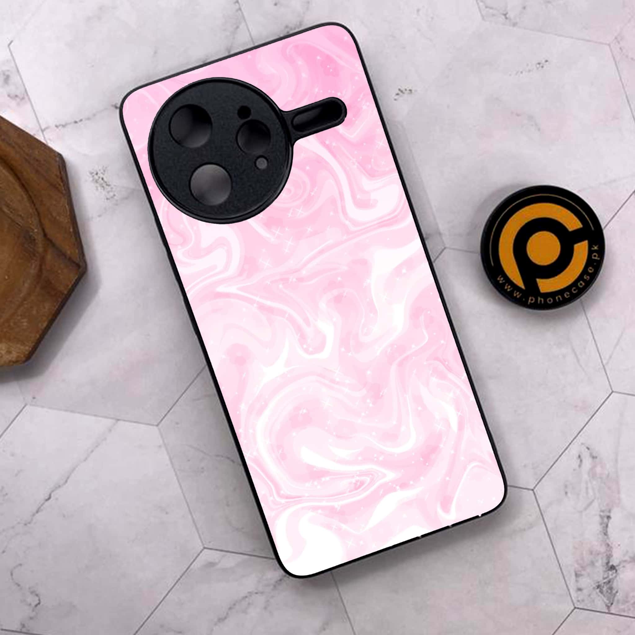Xiaomi Poco F7 Ultra 5G - Pink Marble Series - Premium Metal Printed soft Bumper shock Proof Case
