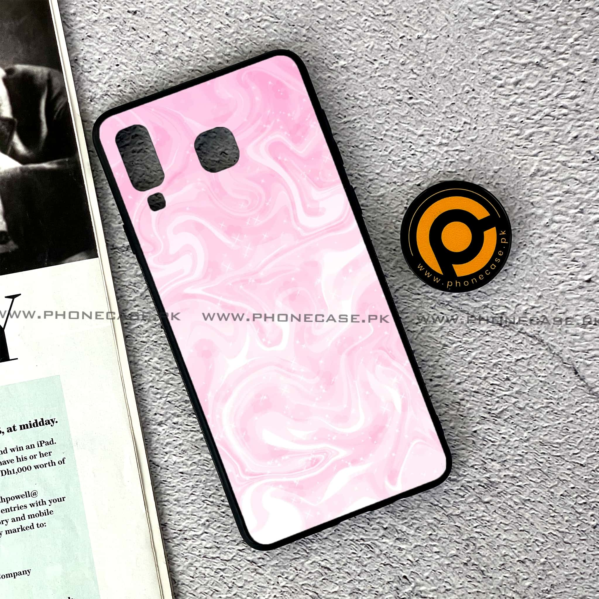 Samsung Galaxy A8 Star(A9 Star) - Pink Marble Series - Premium Printed Glass soft Bumper shock Proof Case