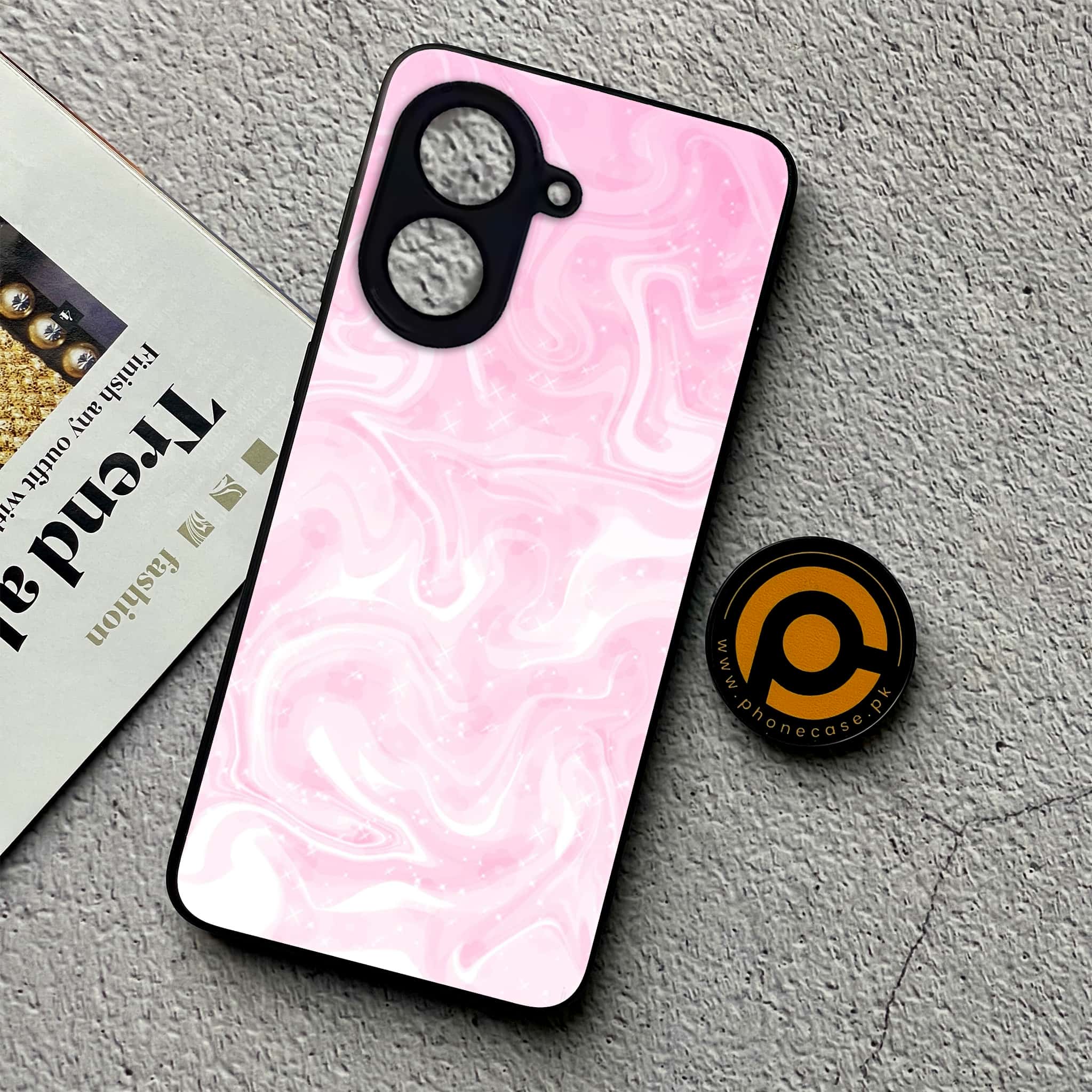 Xiaomi Redmi A5 - Pink Marble Series - Premium Metal Printed soft Bumper shock Proof Case