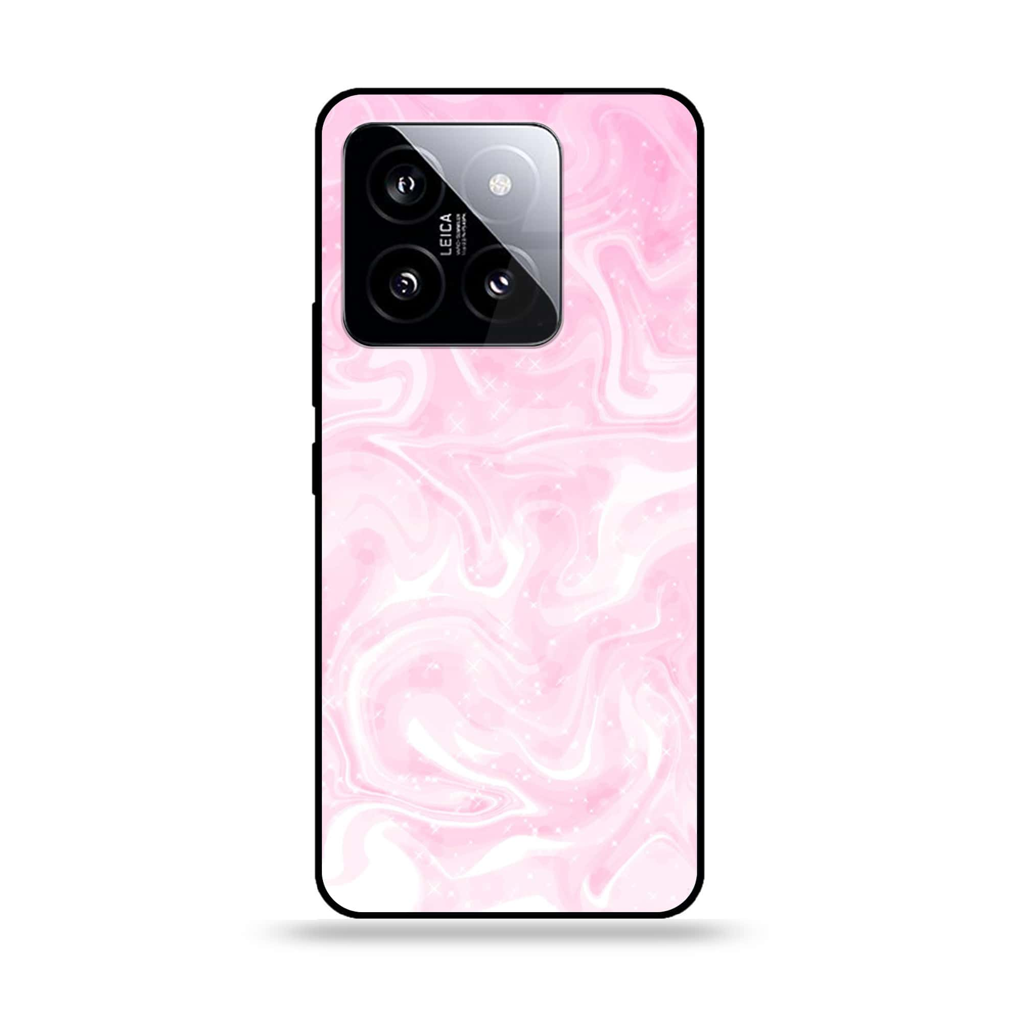 Xiaomi 14 - Pink Marble Series - Premium Printed Glass soft Bumper shock Proof Case