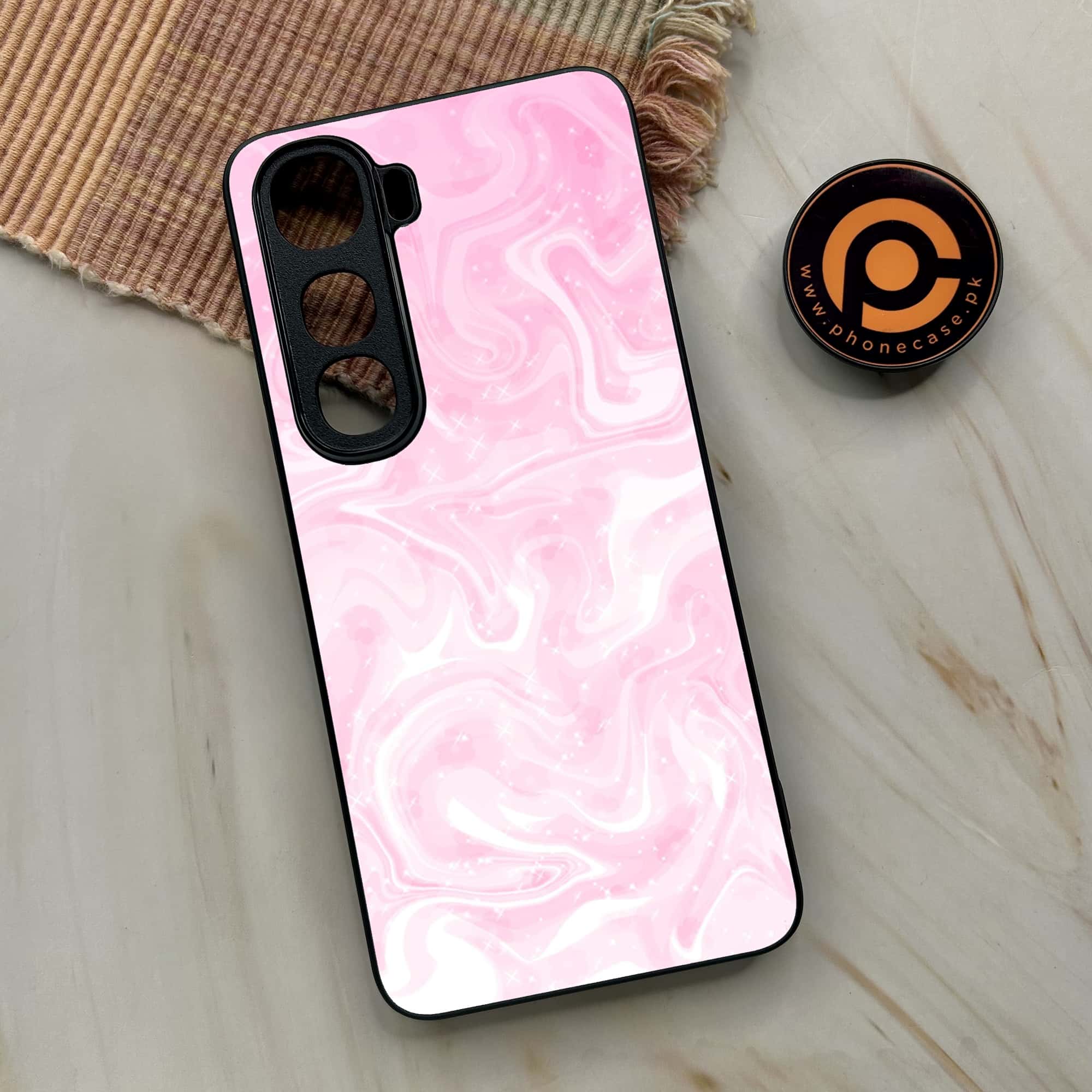 Vivo Y400 - Pink Marble Series - Premium Metal Printed soft Bumper shock Proof Case