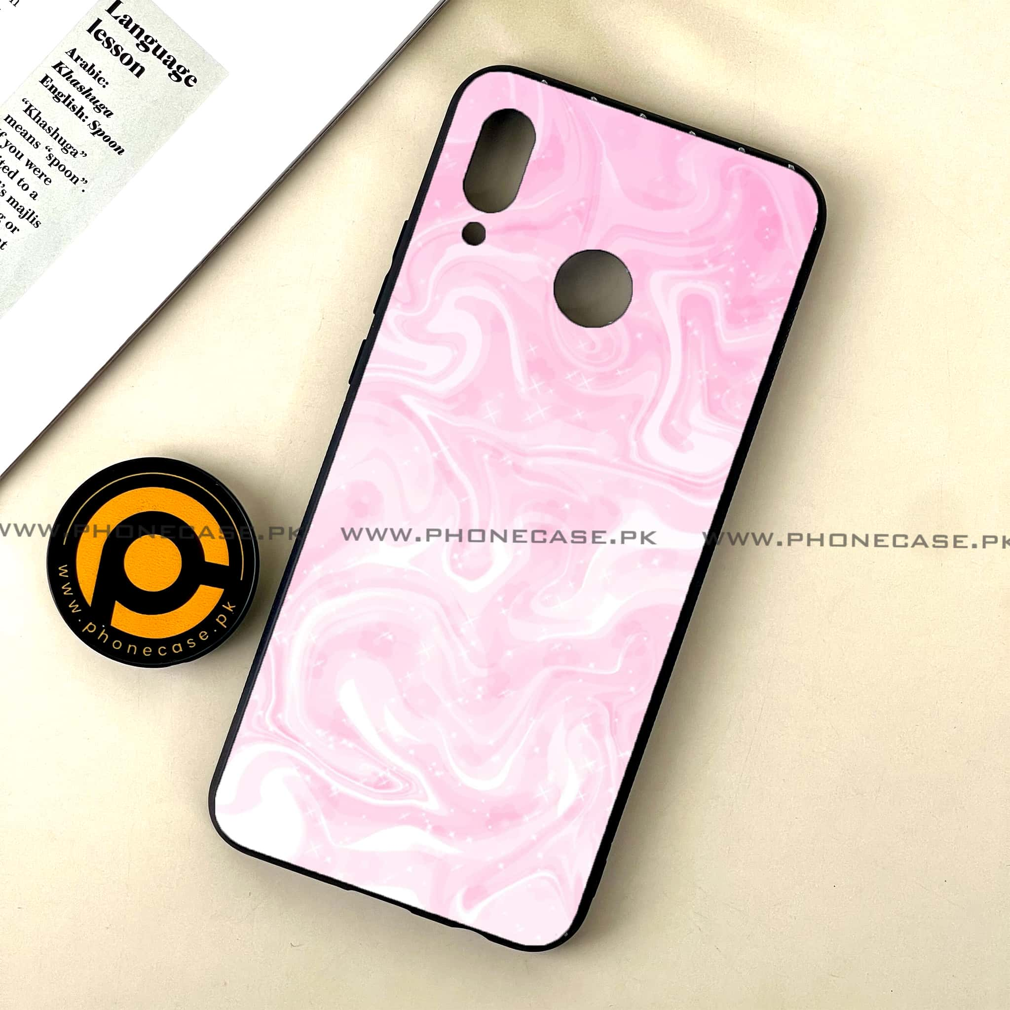 Huawei Nova 3 - Pink Marble Series - Premium Printed Glass soft Bumper shock Proof Case