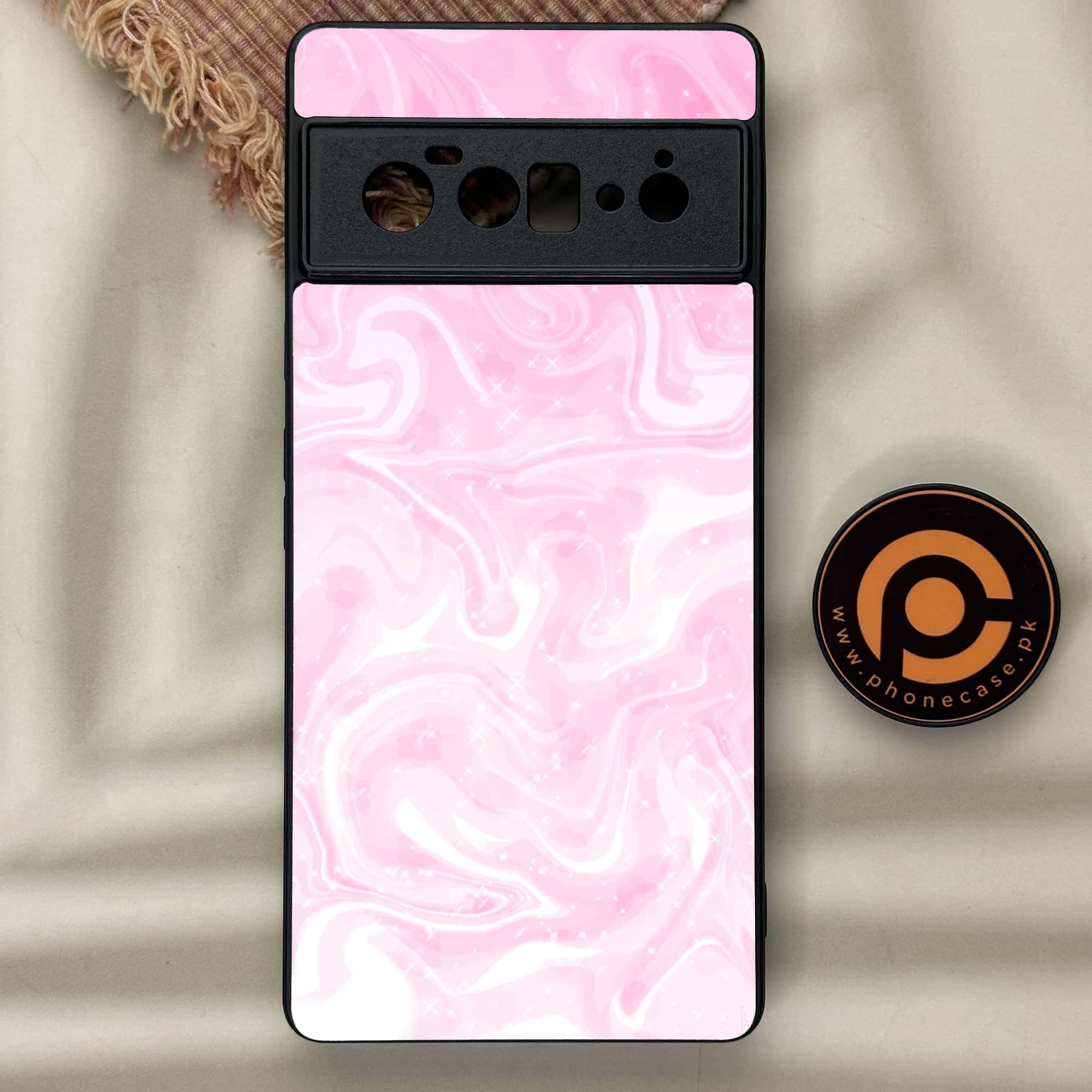 Google Pixel 6A - Pink Marble Series - Premium Metal Printed soft Bumper Shock Proof Case