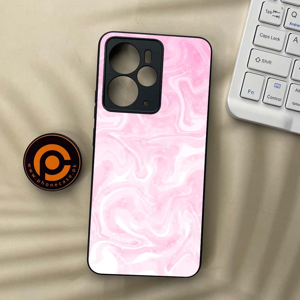 Realme 14T 5G - Pink Marble Series - Premium Metal Printed soft Bumper Shock Proof Case