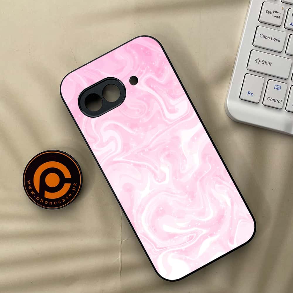 Google Pixel 9a - Pink Marble Series - Premium Metal Printed soft Bumper Shock Proof Case