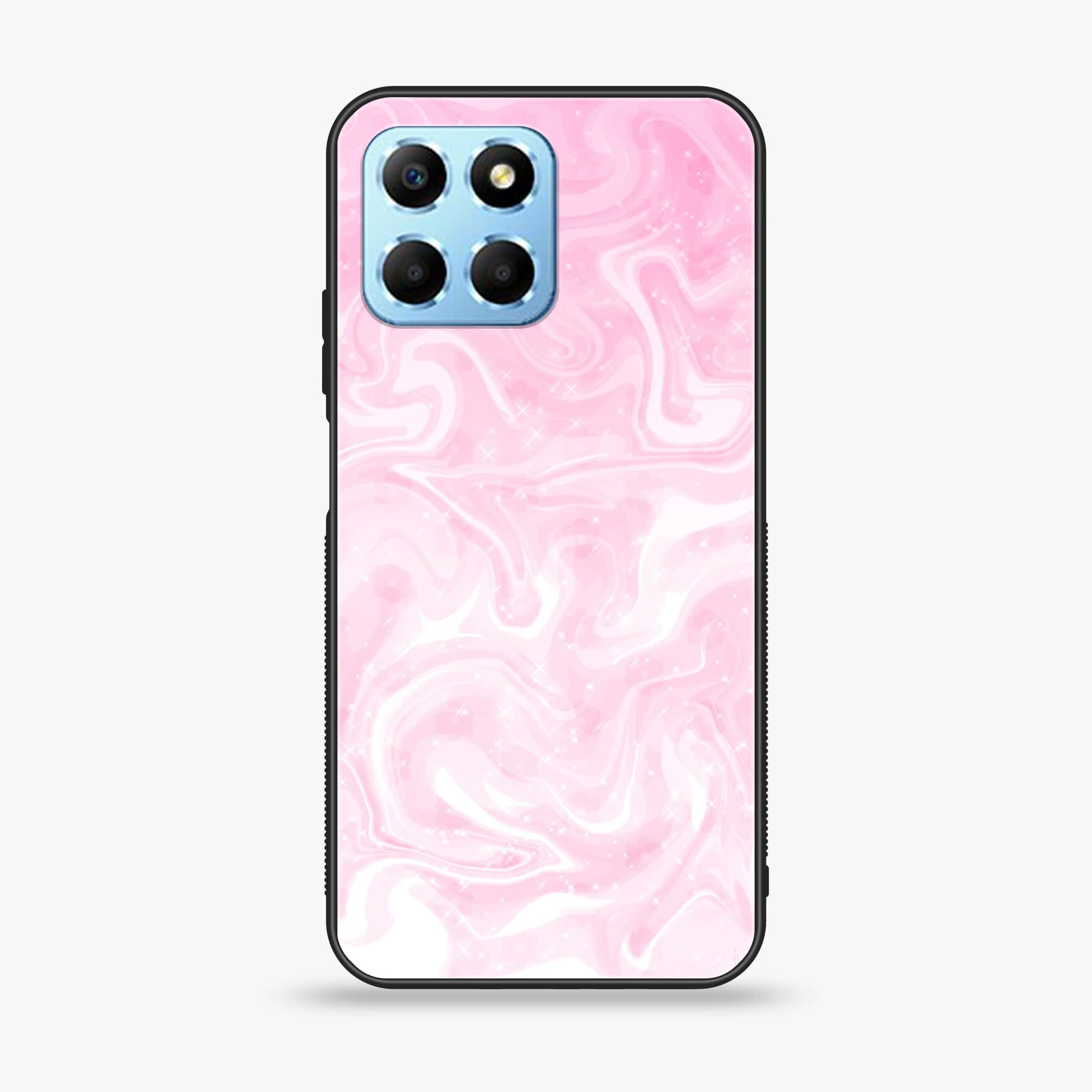 Honor X6 - Pink Marble Series - Premium Printed Glass soft Bumper shock Proof Case