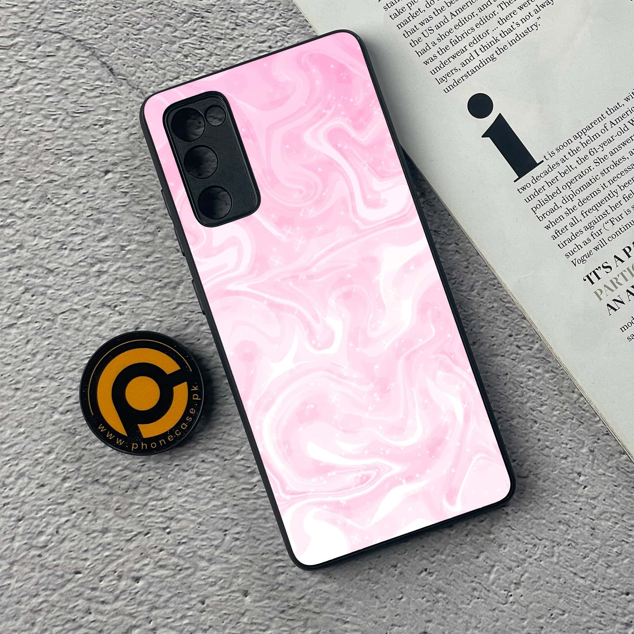Galaxy S20 FE - Pink Marble Series - Premium Printed Glass soft Bumper shock Proof Case
