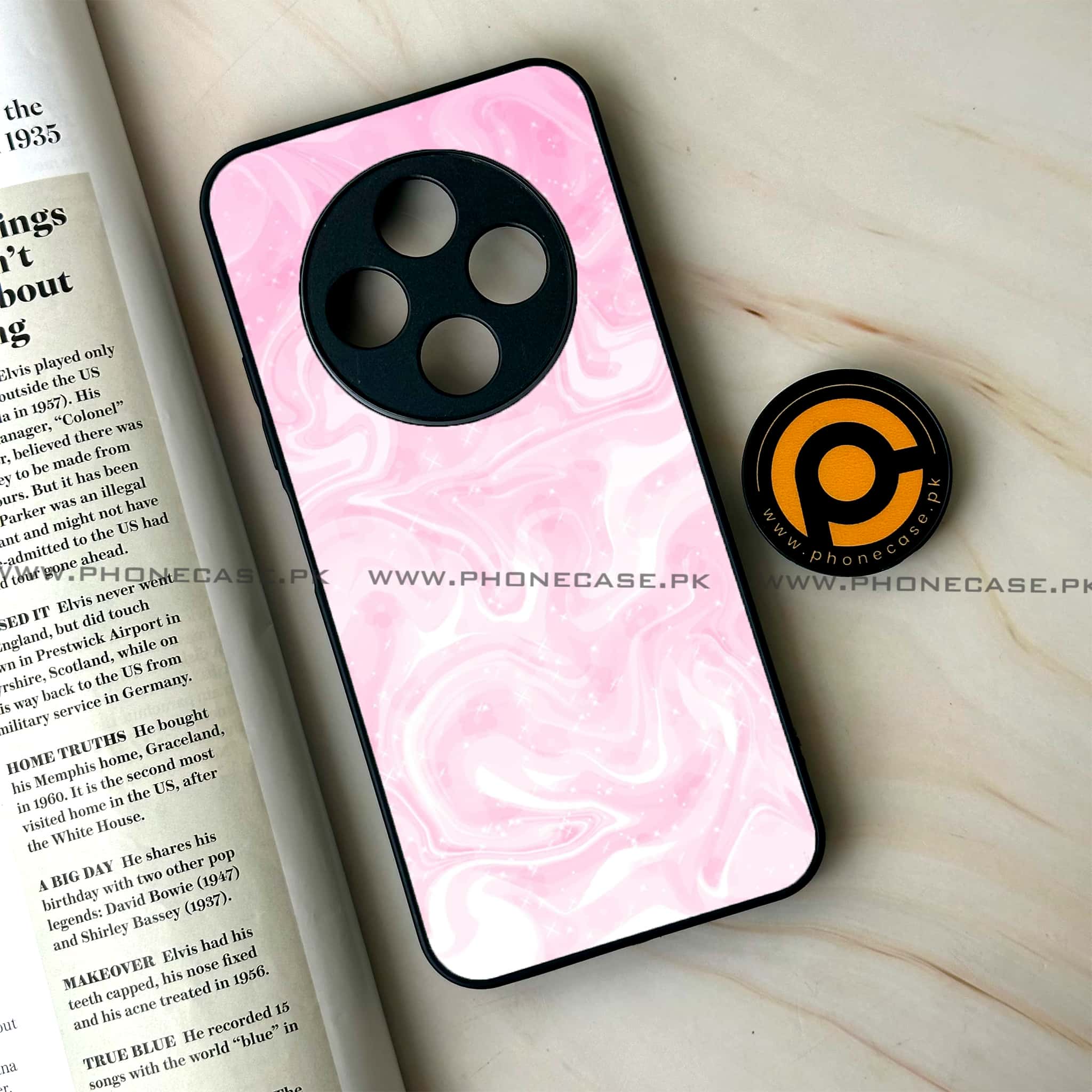 Oppo F27 Pro - Pink Marble Series - Premium Metal Printed soft Bumper Shock Proof Case
