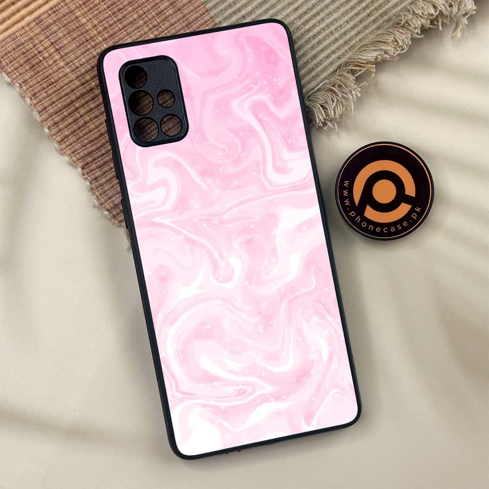 Samsung Galaxy A71 - Pink Marble Series - Premium Metal Printed soft Bumper shock Proof Case