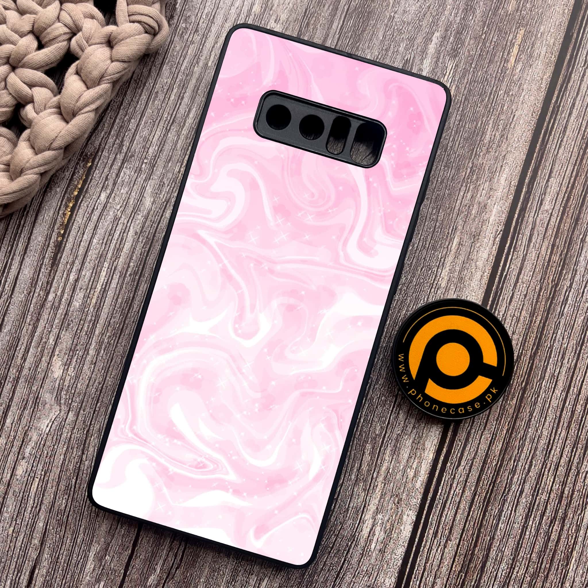 Samsung Galaxy Note 8 - Pink Marble Series - Premium Metal Printed soft Bumper shock Proof Case