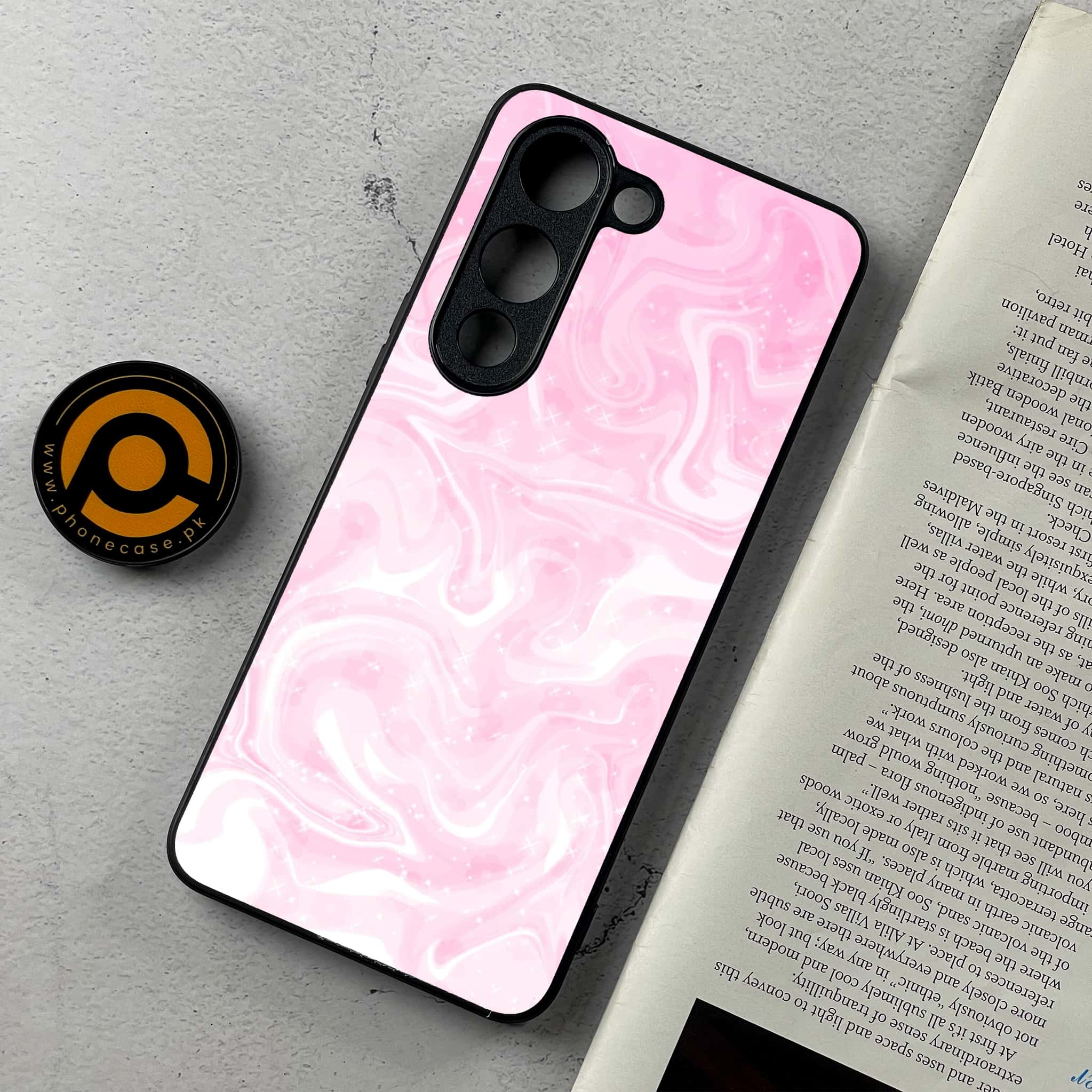 Vivo Y04 - Pink Marble Series - Premium Metal Printed Soft Bumper Shockproof Case