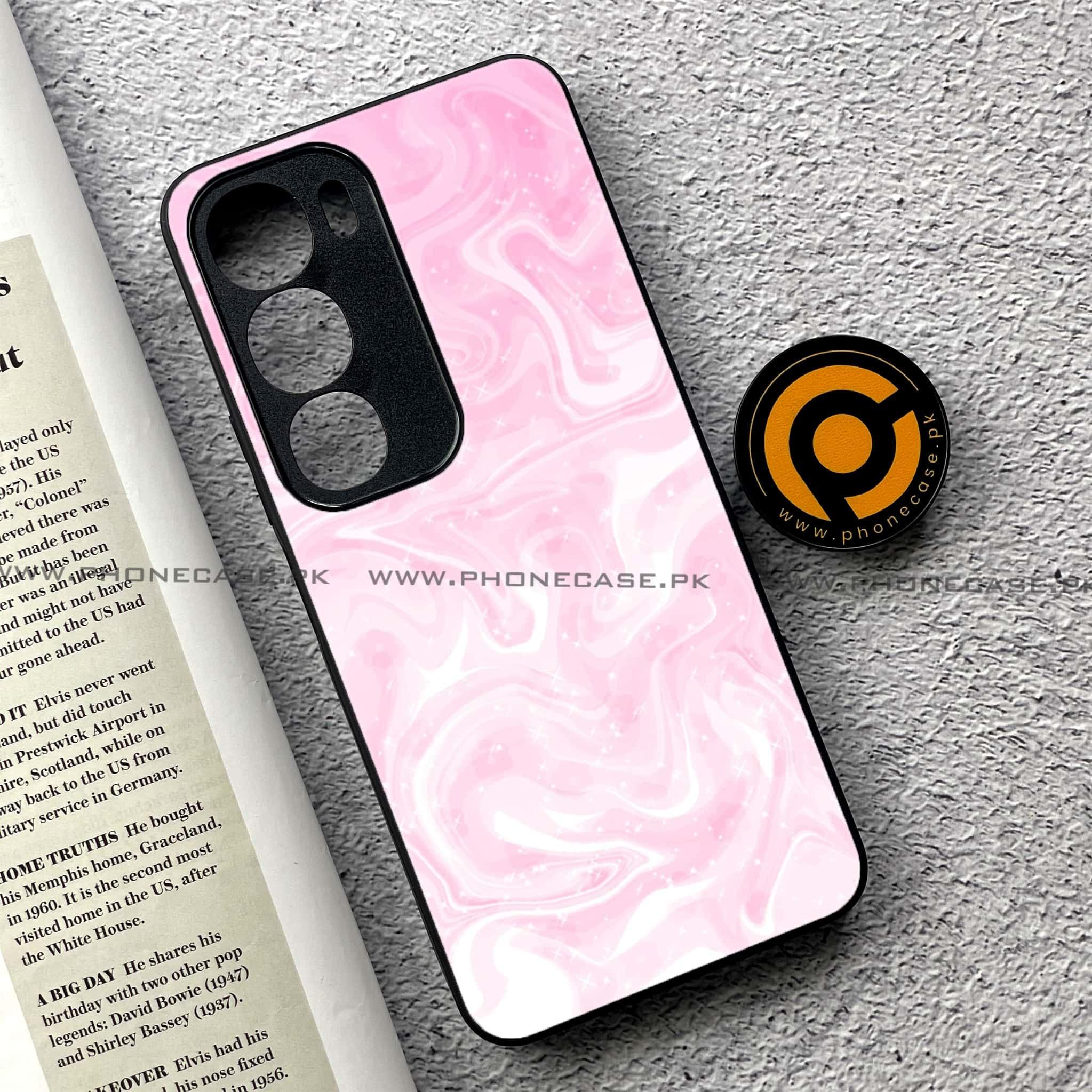 Vivo Y19s - Pink Marble Series - Premium Printed Glass soft Bumper shock Proof Case