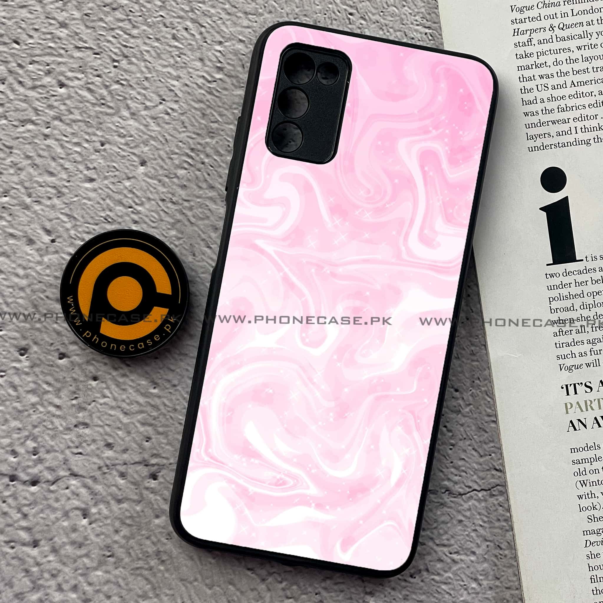 Samsung Galaxy A02s - Pink Marble Series - Premium Printed Metal soft Bumper shock Proof Case