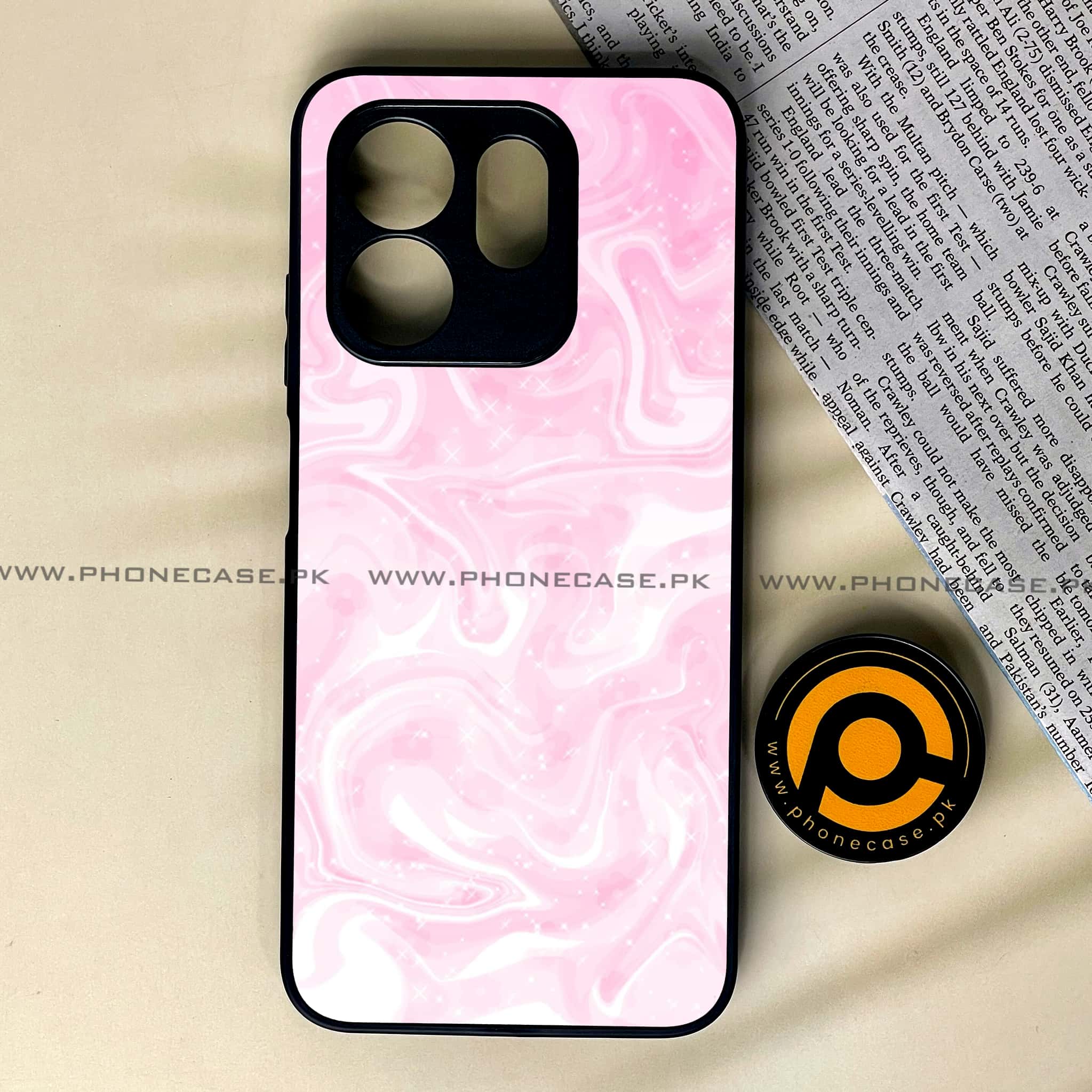 Infinix Smart 9 HD - Pink Marble Series - Premium Metal Printed soft Bumper shock Proof Case