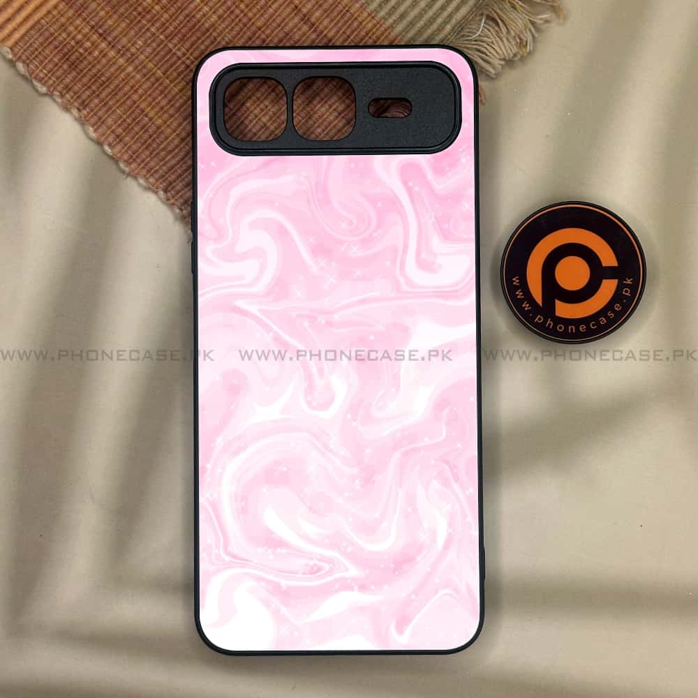Infinix Smart 10 Plus - Pink Marble Series - Premium Metal Printed soft Bumper shock Proof Case