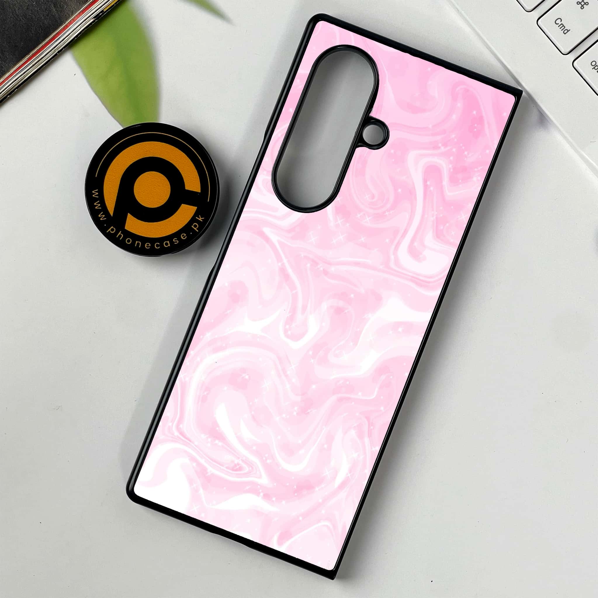 Samsung Galaxy Z Fold 7 - Pink Marble Series - Premium Metal Printed soft Bumper shock Proof Case