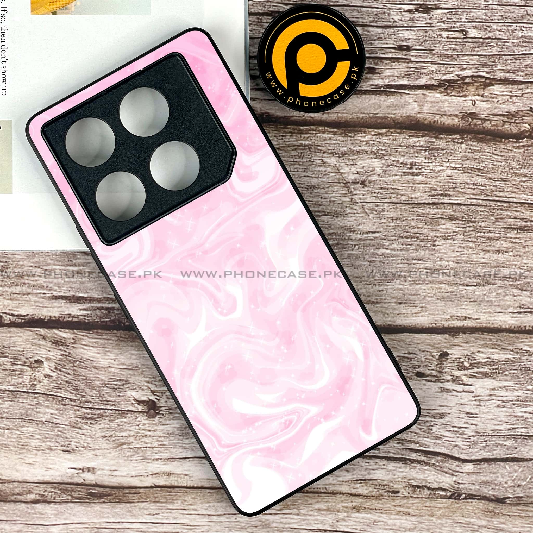 Infinix GT 20 Pro - Pink Marble Series - Premium Printed Glass soft Bumper shock Proof Case