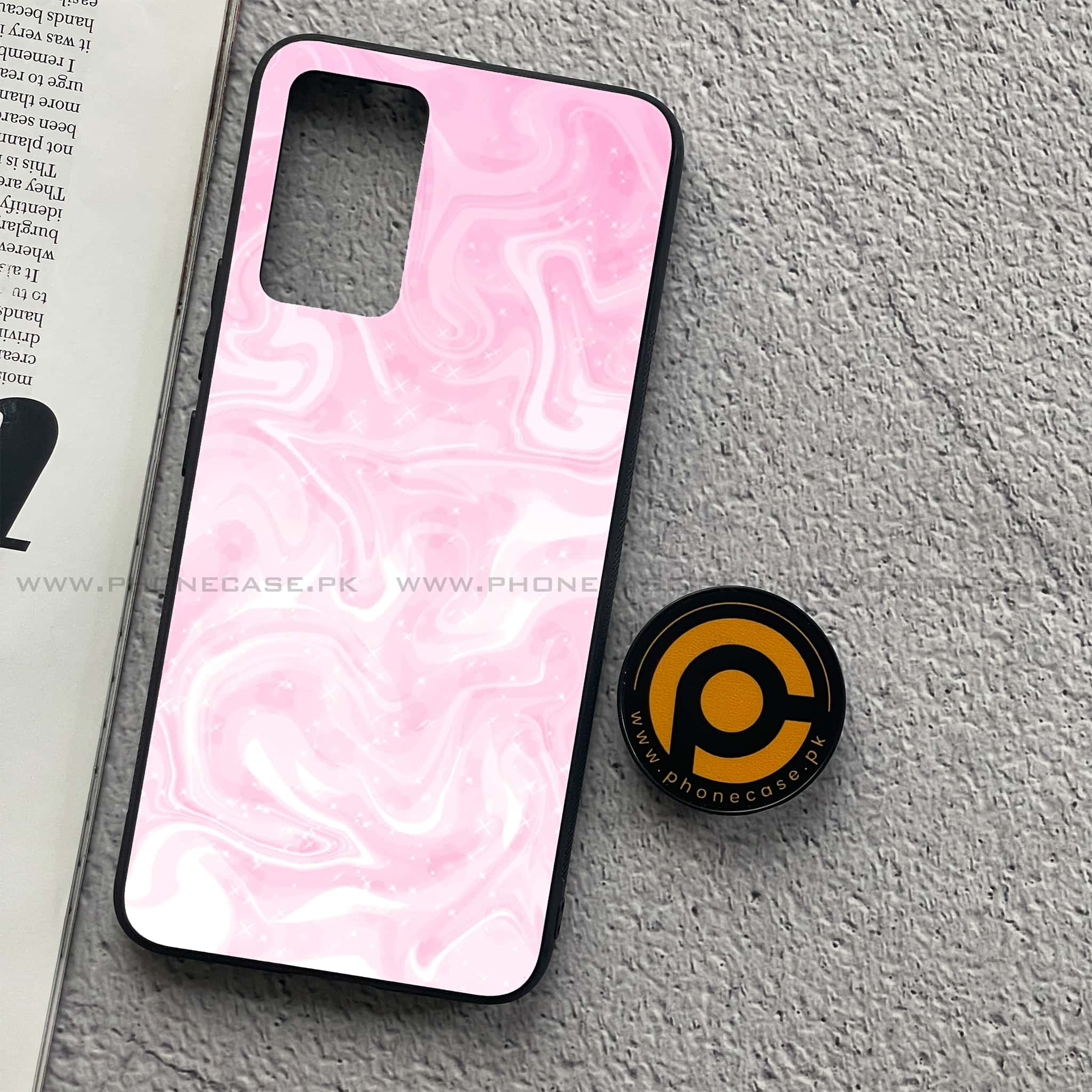 Vivo V21 - Pink Marble Series - Premium Printed Glass soft Bumper shock Proof Case