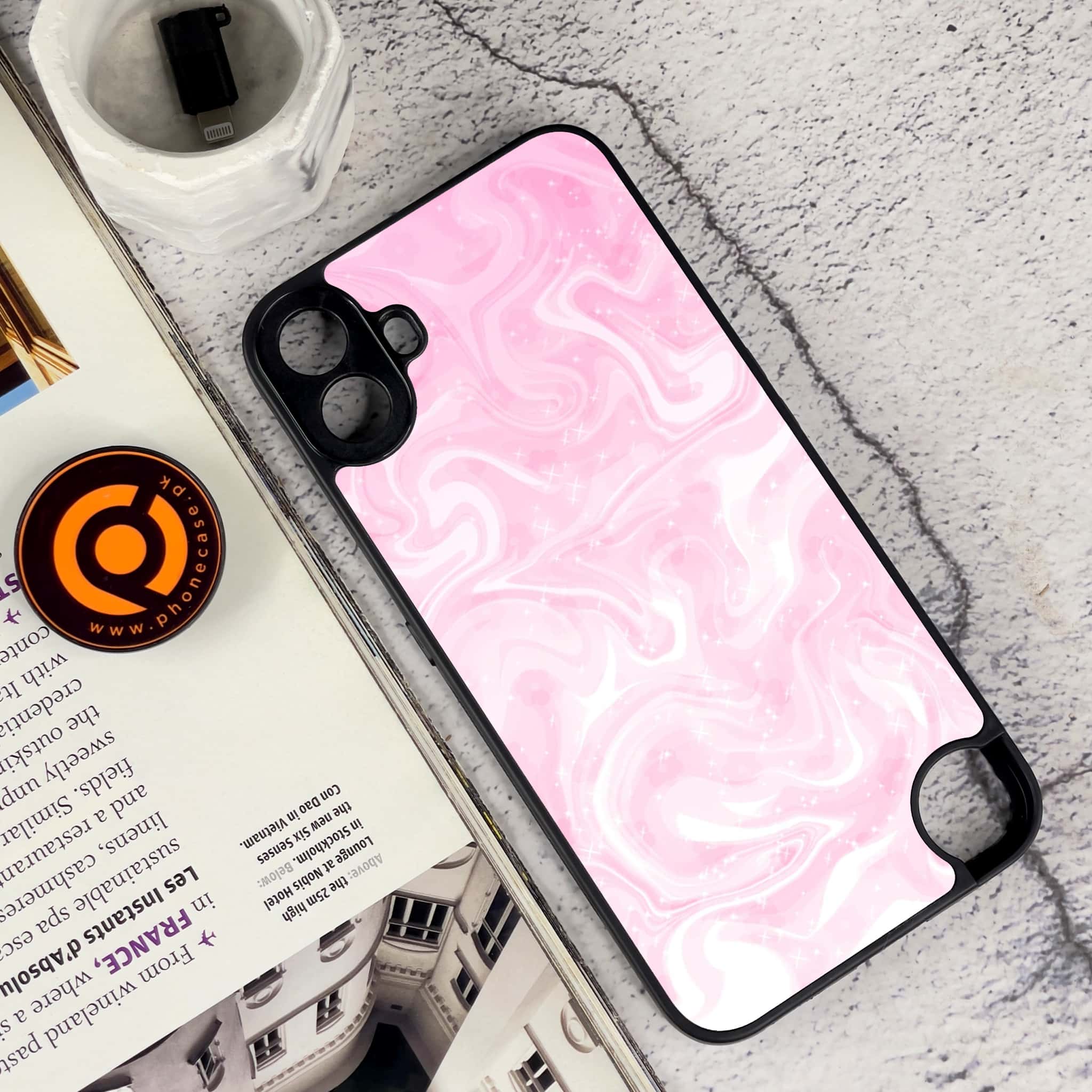 Nothing CMF Phone 1 - Pink Marble Series - Premium Metal Printed soft Bumper Shock Proof Case