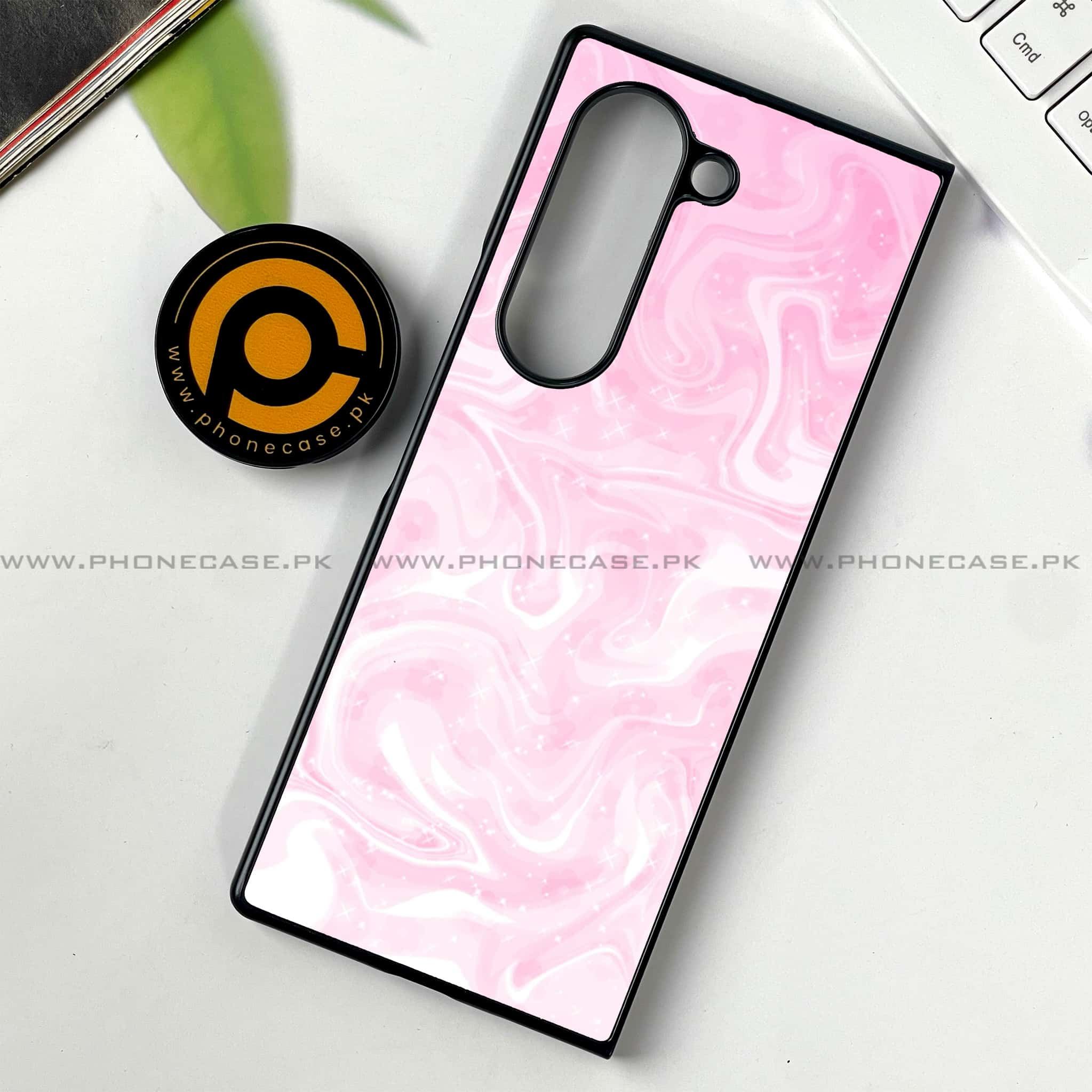 Samsung Galaxy Z Fold 6 - Pink Marble Series - Premium Printed Metal soft Bumper shock Proof Case