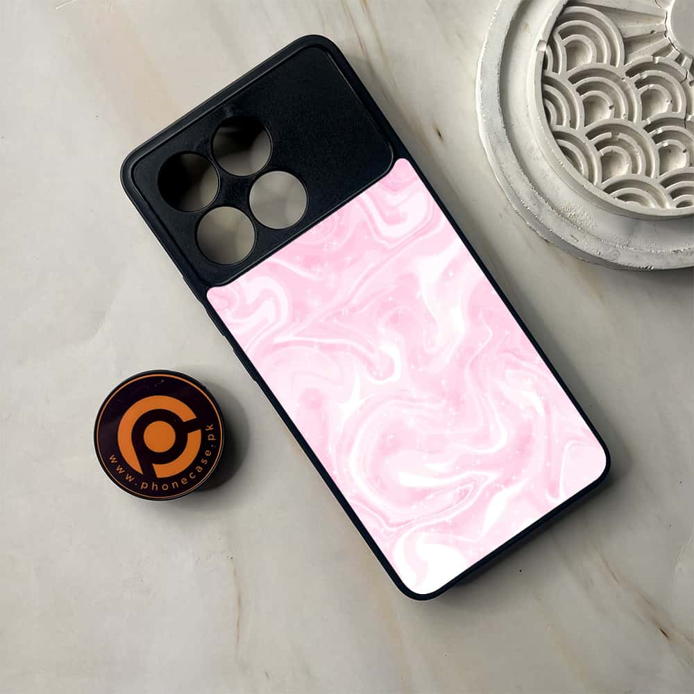 Xiaomi Poco F6 Pro - Pink Marble Series - Premium Metal Printed soft Bumper shock Proof Case