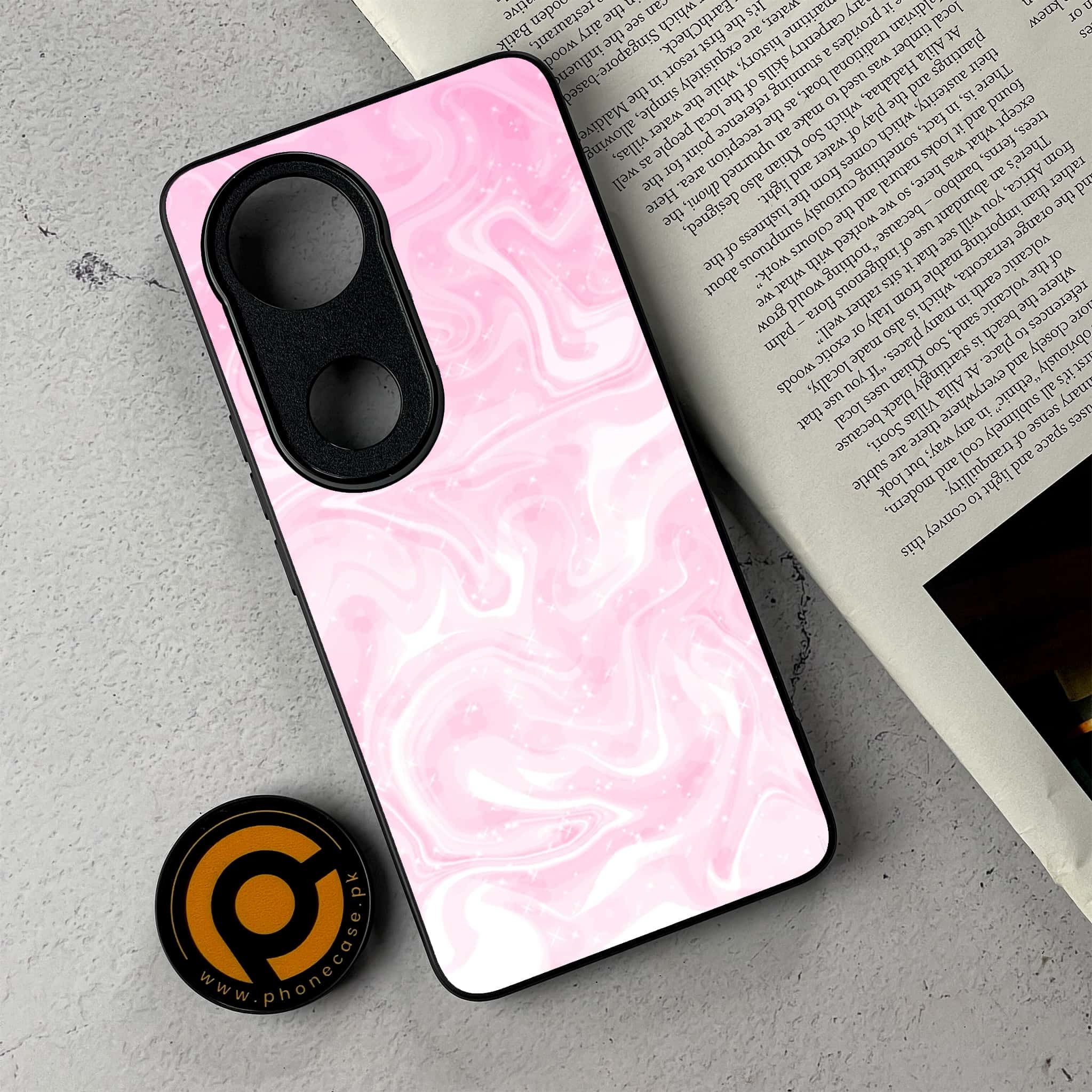 Vivo V50 -   Pink Marble Series - Premium Metal Printed Soft Bumper Shockproof Case