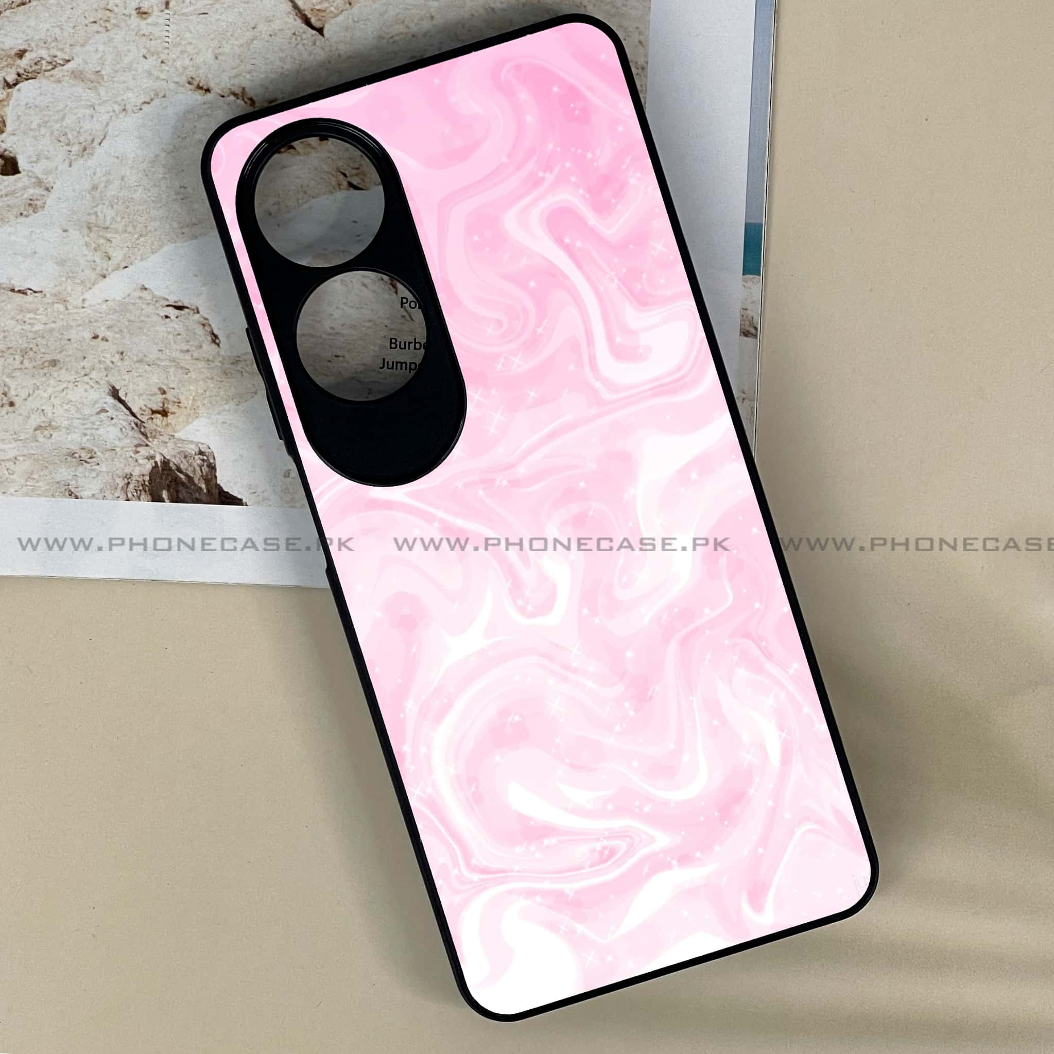 Oppo A60 - Pink Marble Series - Premium Printed Metal soft Bumper shock Proof Case