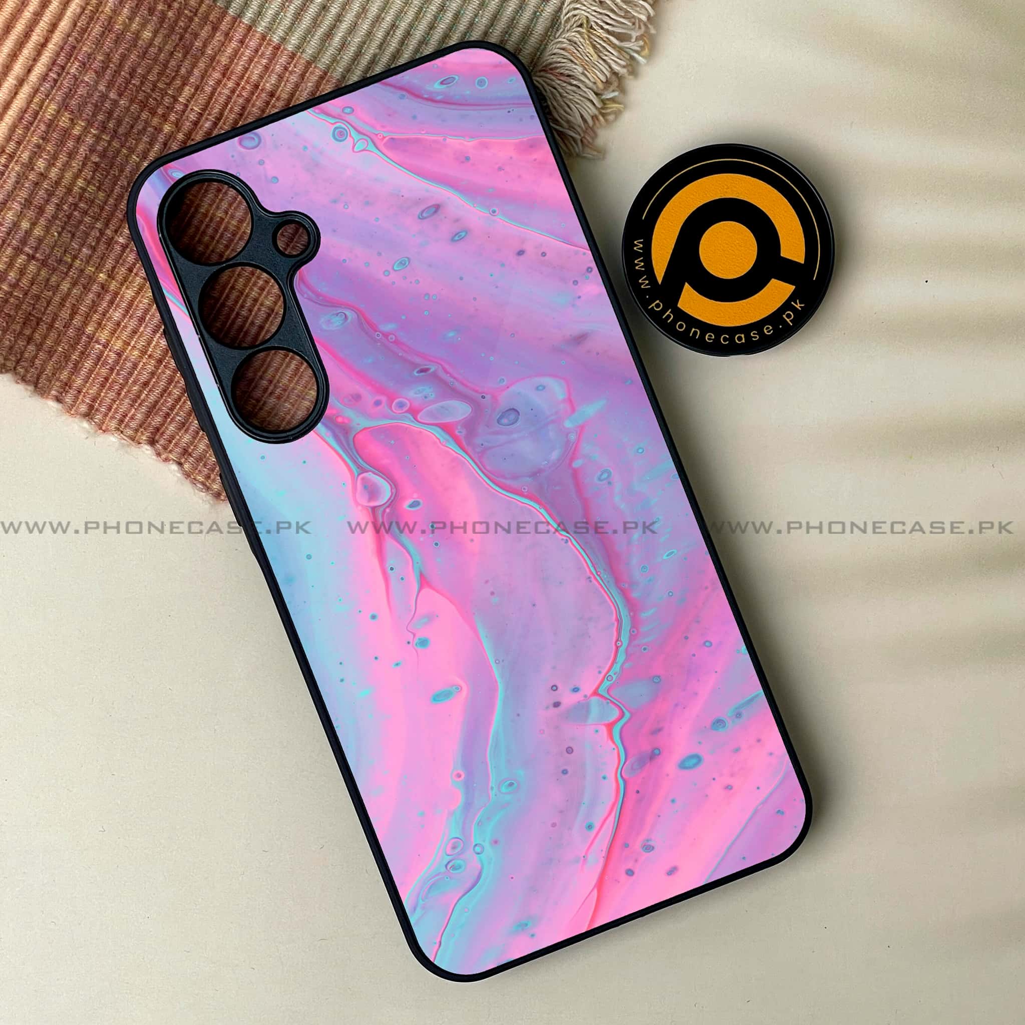 Samsung Galaxy A25 - Pink Marble 2.0 Series - Premium Printed Glass soft Bumper shock Proof Case