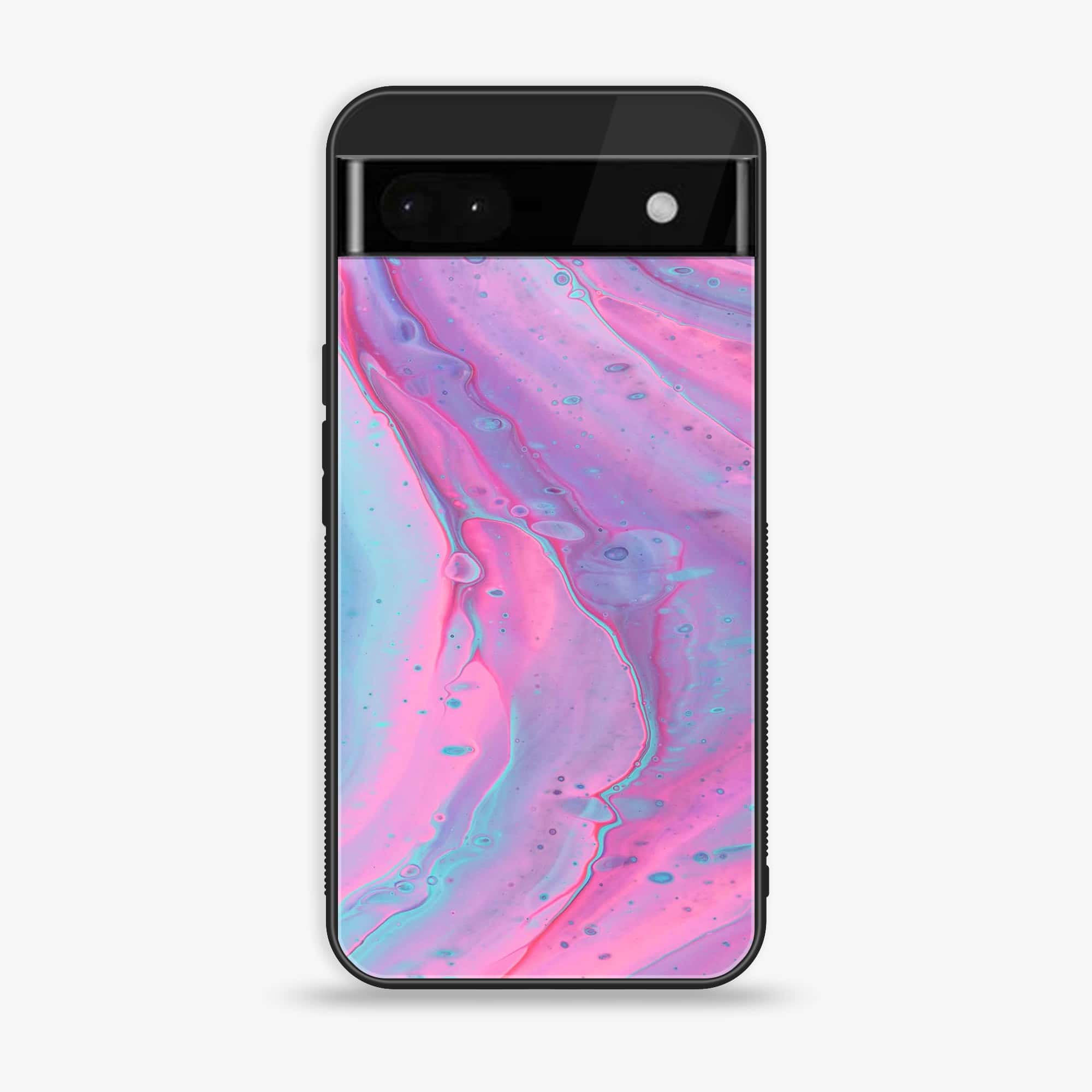 Google Pixel 6A - Pink Marble 2.0 Series - Premium Metal Printed soft Bumper Shock Proof Case