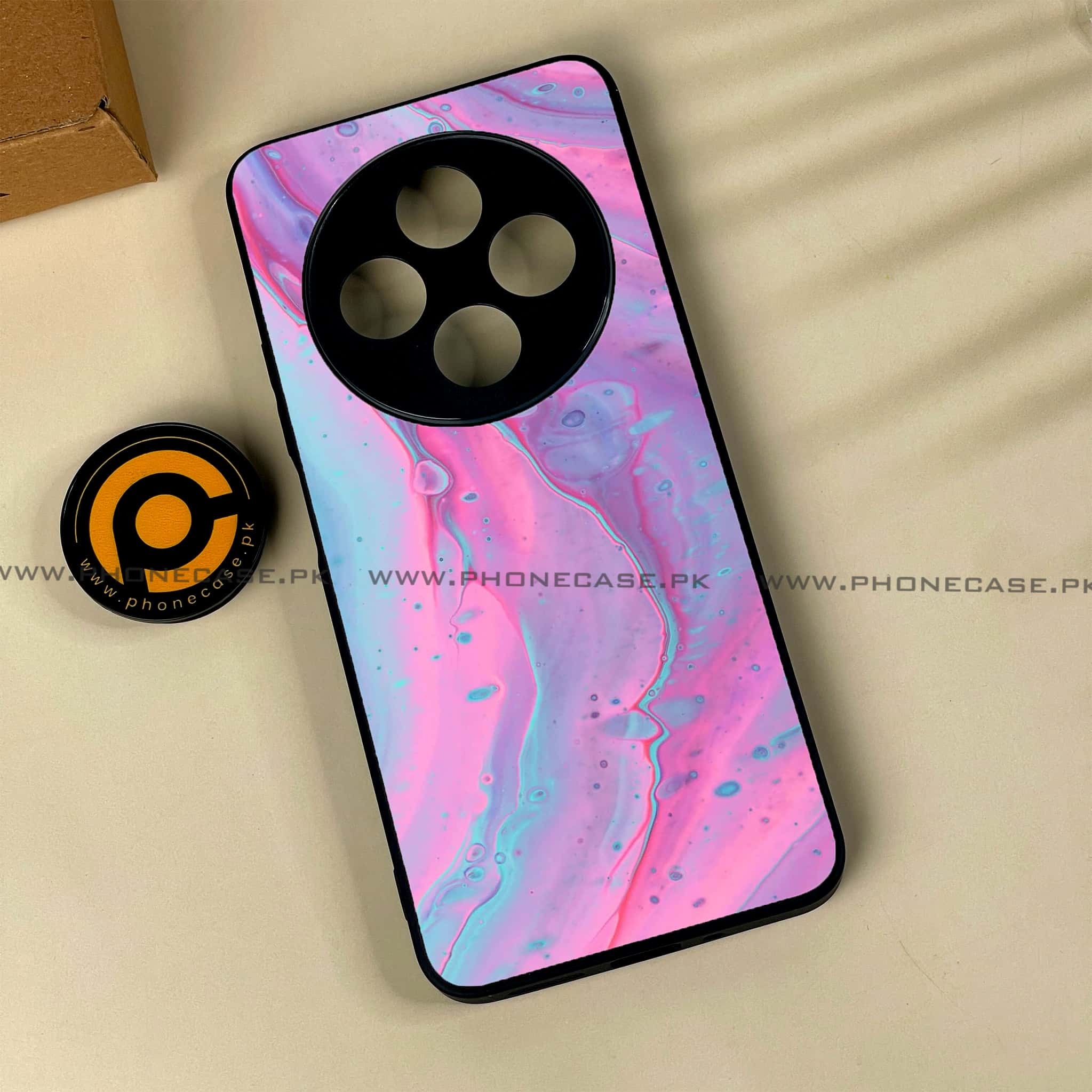 Xiaomi Poco C75 4G - Pink Marble 2.0 Series - Premium Printed Glass soft Bumper shock Proof Case